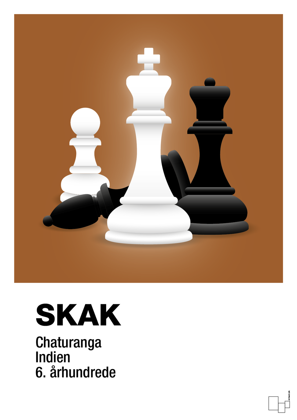 plakat: skakbrikker - cognac-Brætspil-A1two3