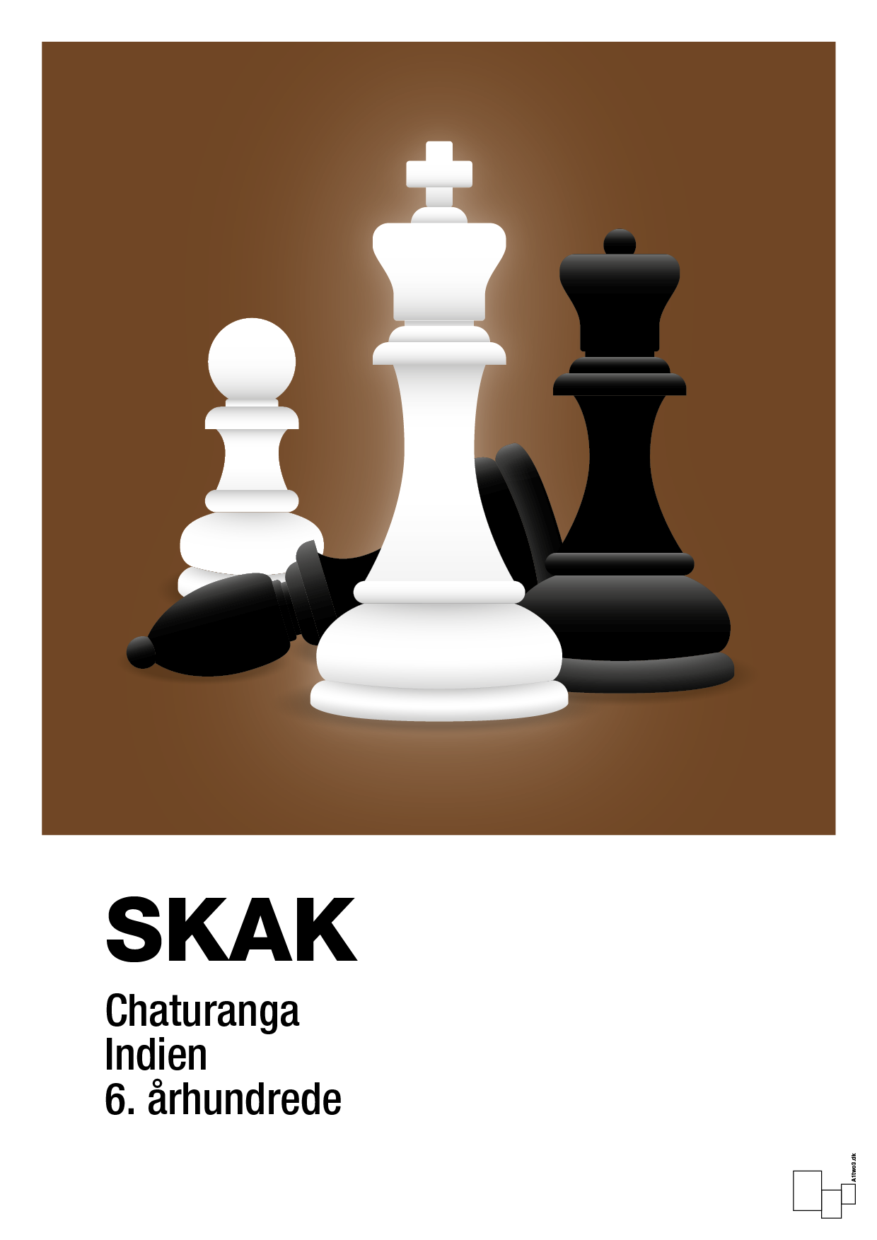 plakat: skakbrikker - dark brown-Brætspil-A1two3