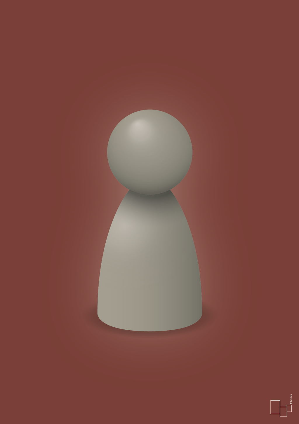 plakat: spillebrik i farven: battleship gray - red pepper-Brætspil-A1two3