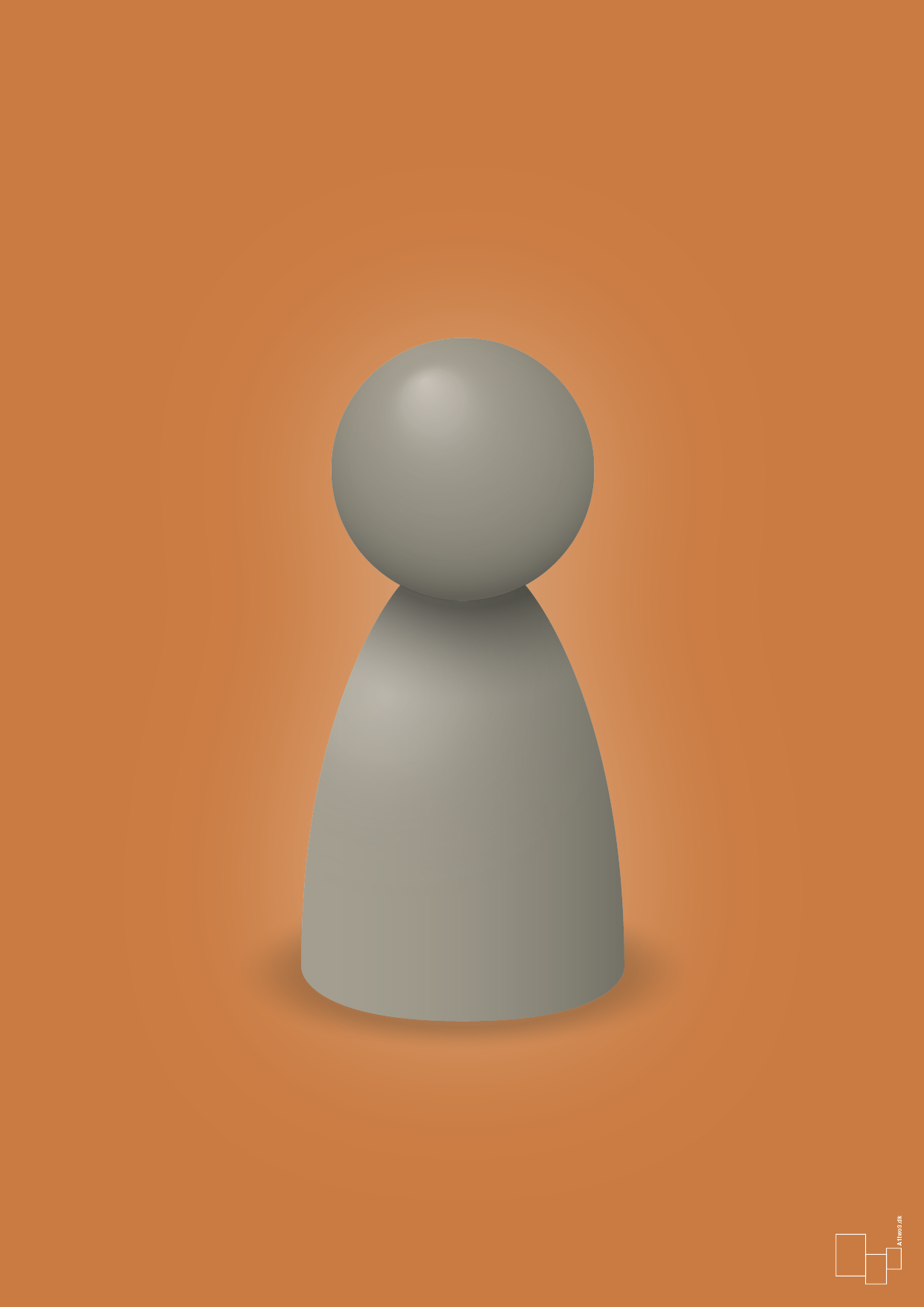 plakat: spillebrik i farven: battleship gray - rumba orange-Brætspil-A1two3