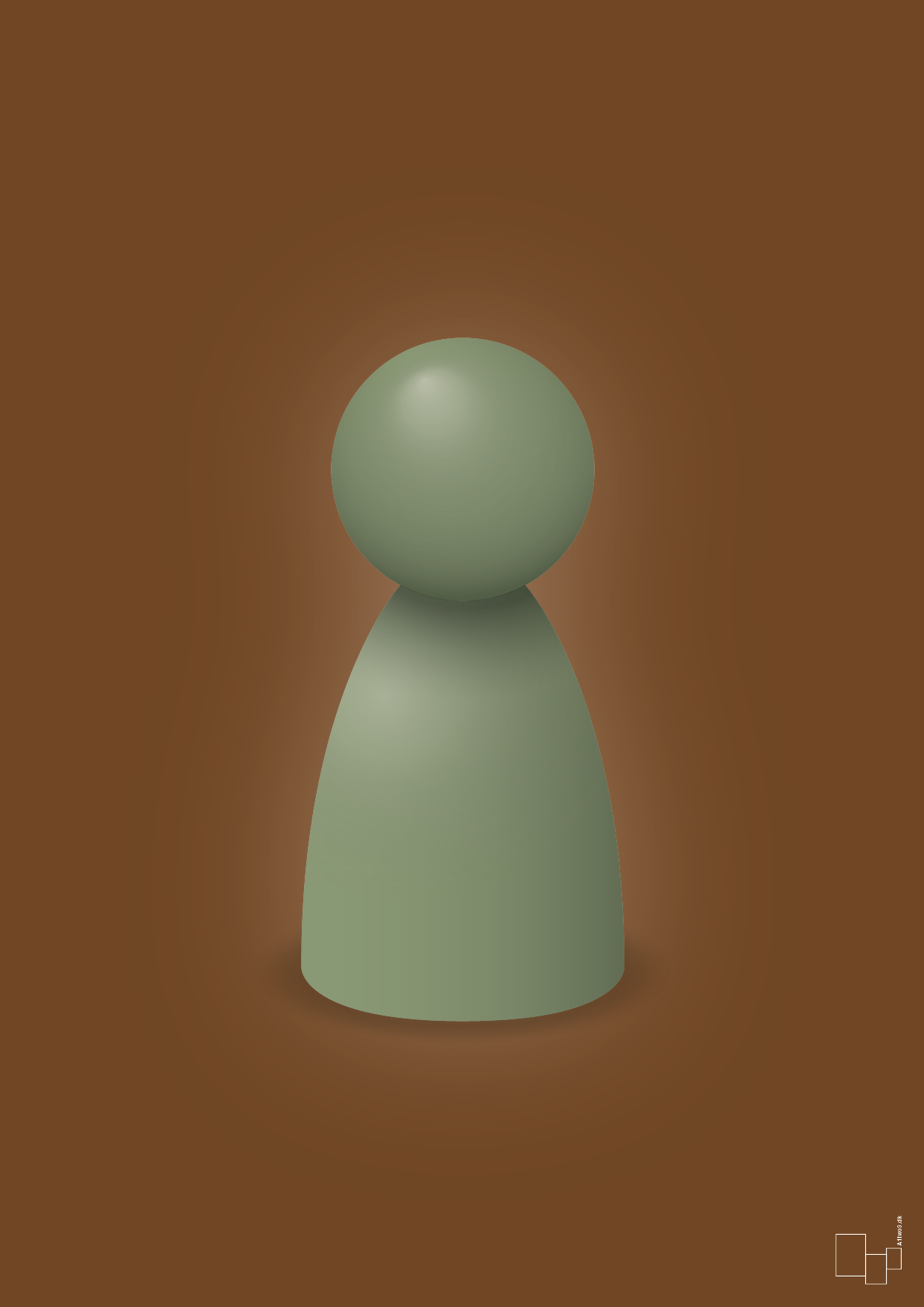 plakat: spillebrik i farven: jade - dark brown-Brætspil-A1two3