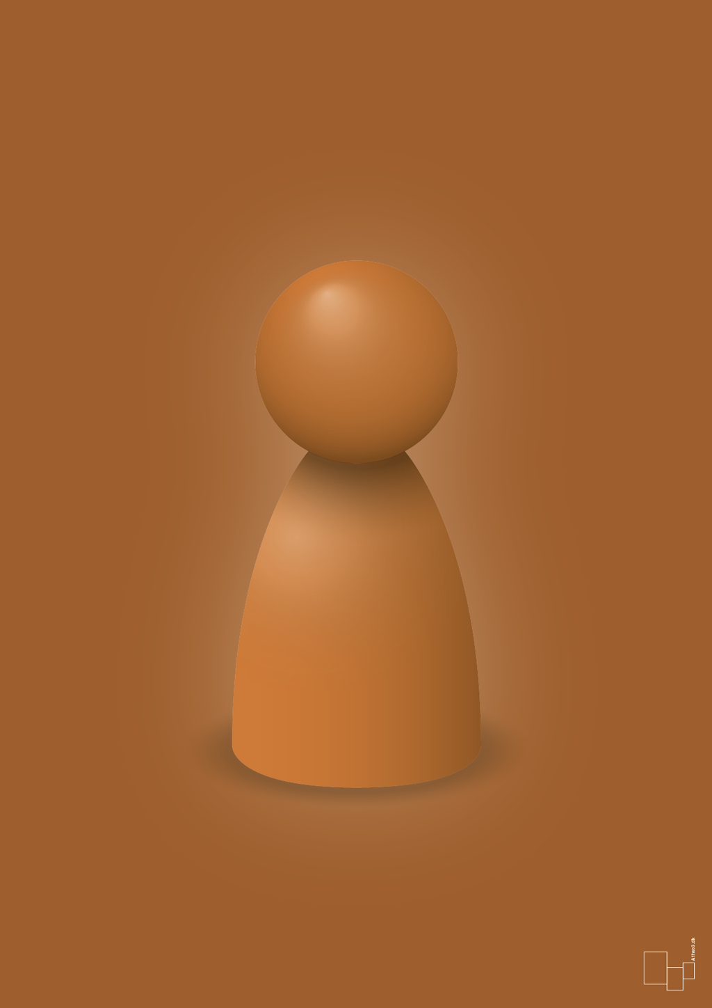 plakat: spillebrik i farven: rumba orange - cognac-Brætspil-A1two3