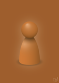 plakat: spillebrik i farven: rumba orange - cognac-Brætspil-A1two3
