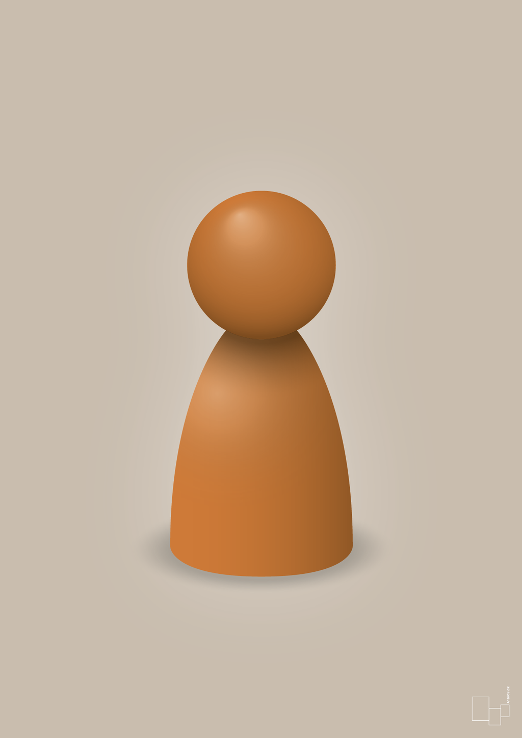 plakat: spillebrik i farven: rumba orange - creamy mushroom-Brætspil-A1two3