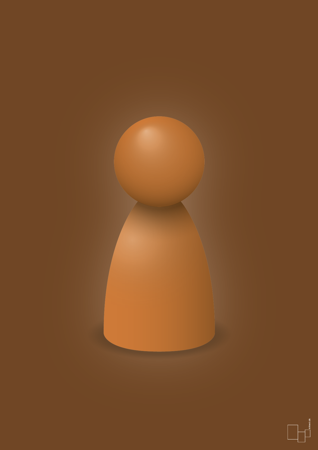 plakat: spillebrik i farven: rumba orange - dark brown-Brætspil-A1two3