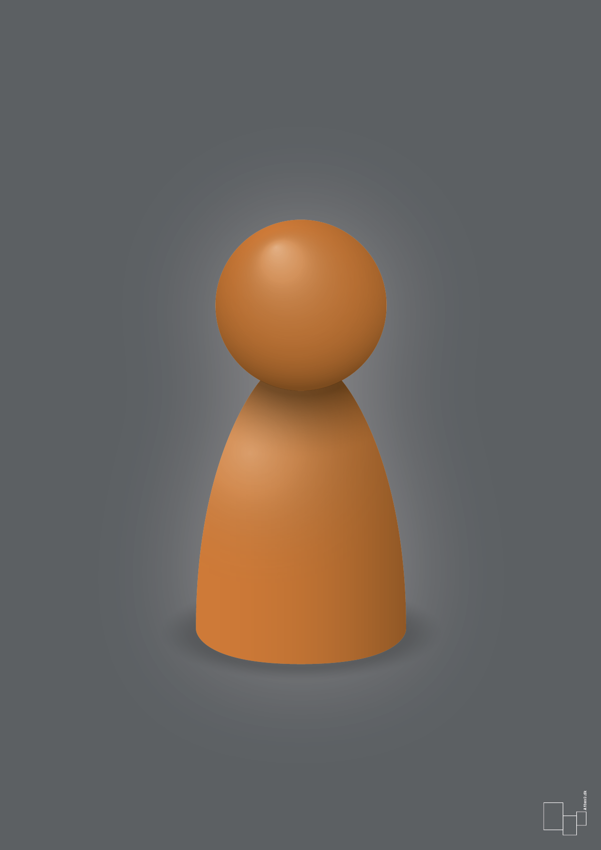 plakat: spillebrik i farven: rumba orange - graphic charcoal-Brætspil-A1two3