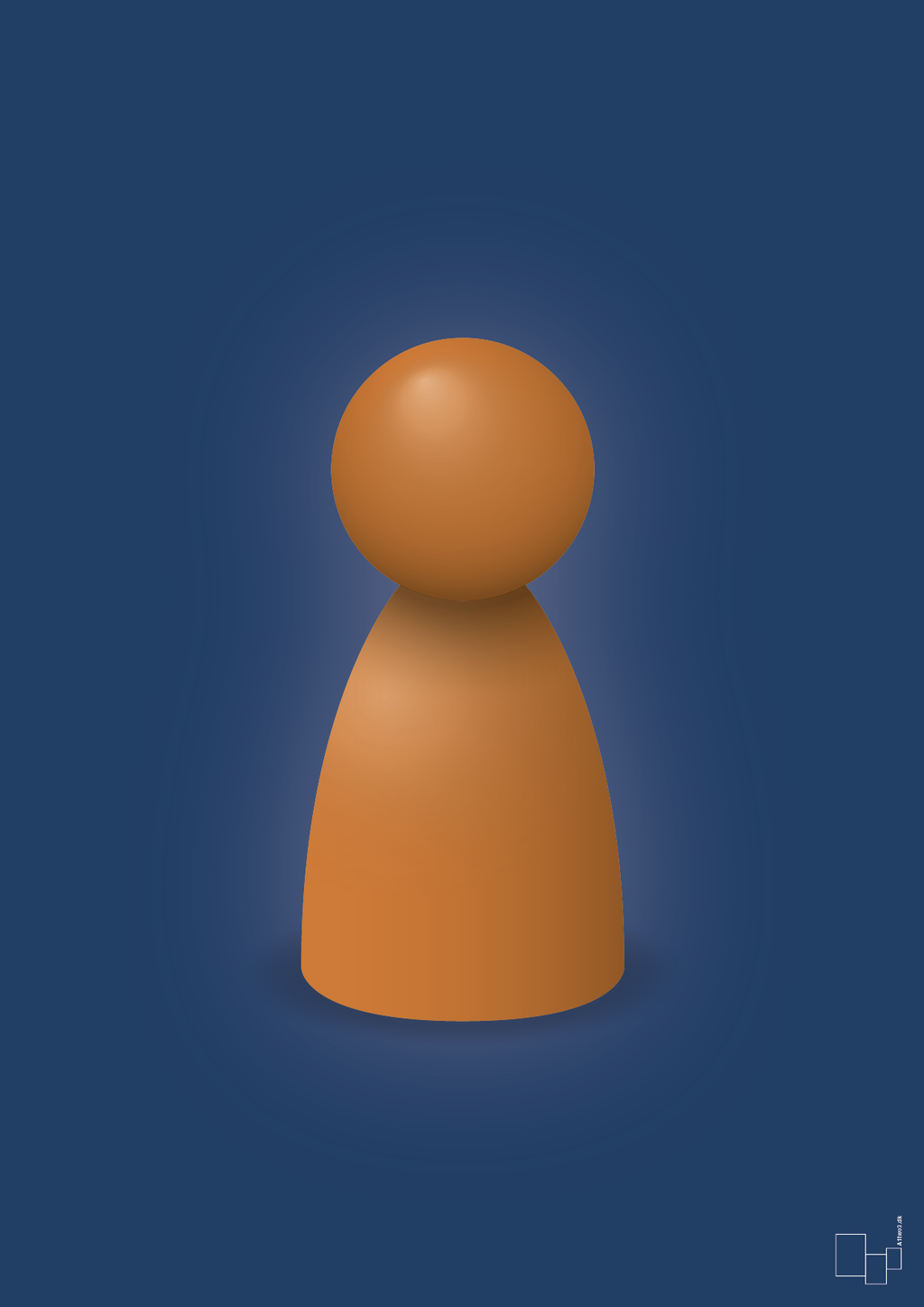 plakat: spillebrik i farven: rumba orange - lapis blue-Brætspil-A1two3