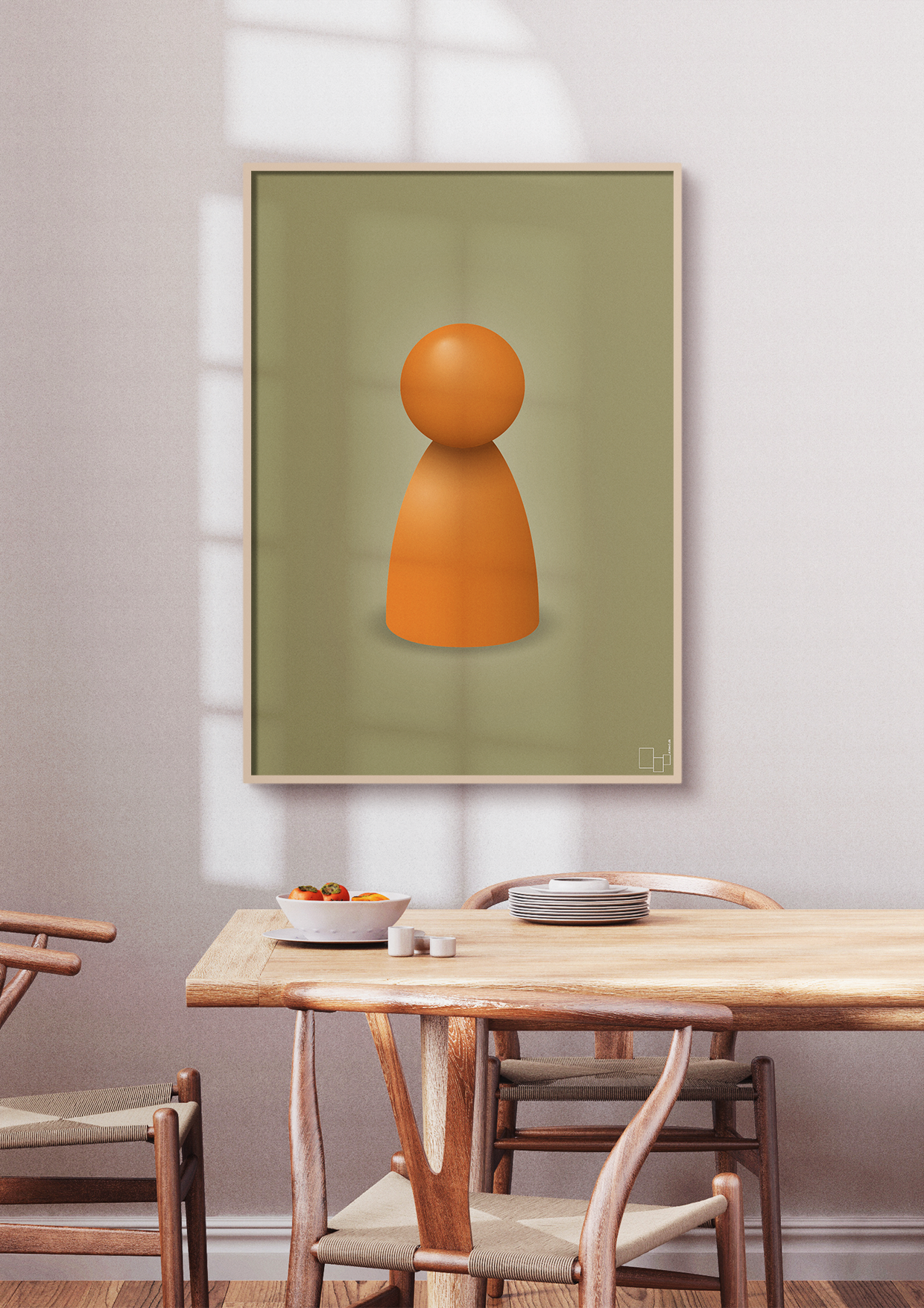 plakat: spillebrik i farven: rumba orange - graphic charcoal-Brætspil-A1two3