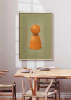 plakat: spillebrik i farven: rumba orange - creamy mushroom-Brætspil-A1two3