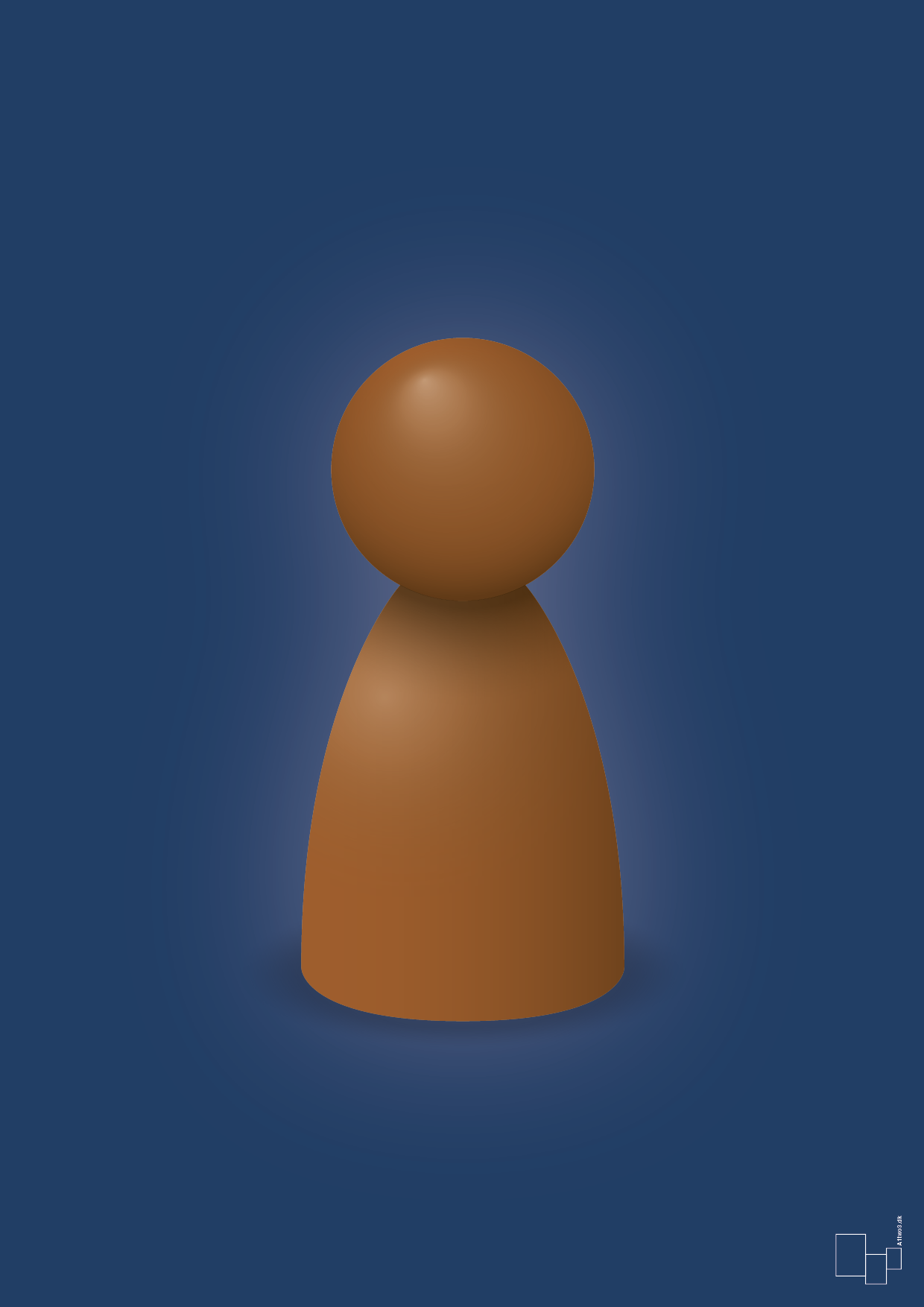 plakat: spillebrik i farven: cognac - lapis blue-Brætspil-A1two3