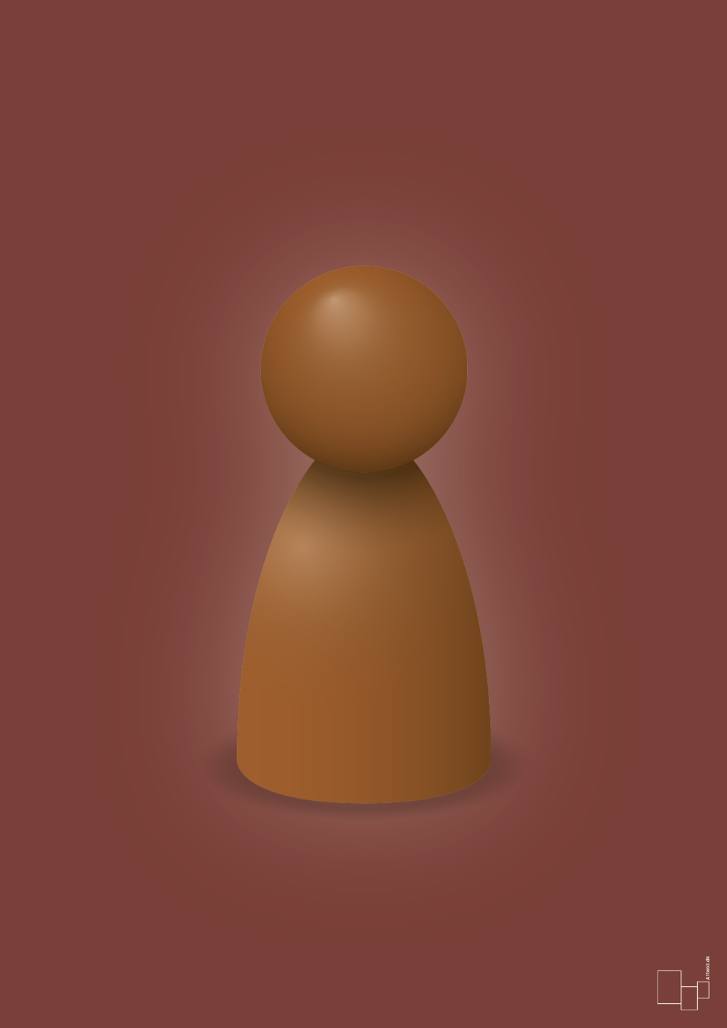 plakat: spillebrik i farven: cognac - red pepper-Brætspil-A1two3