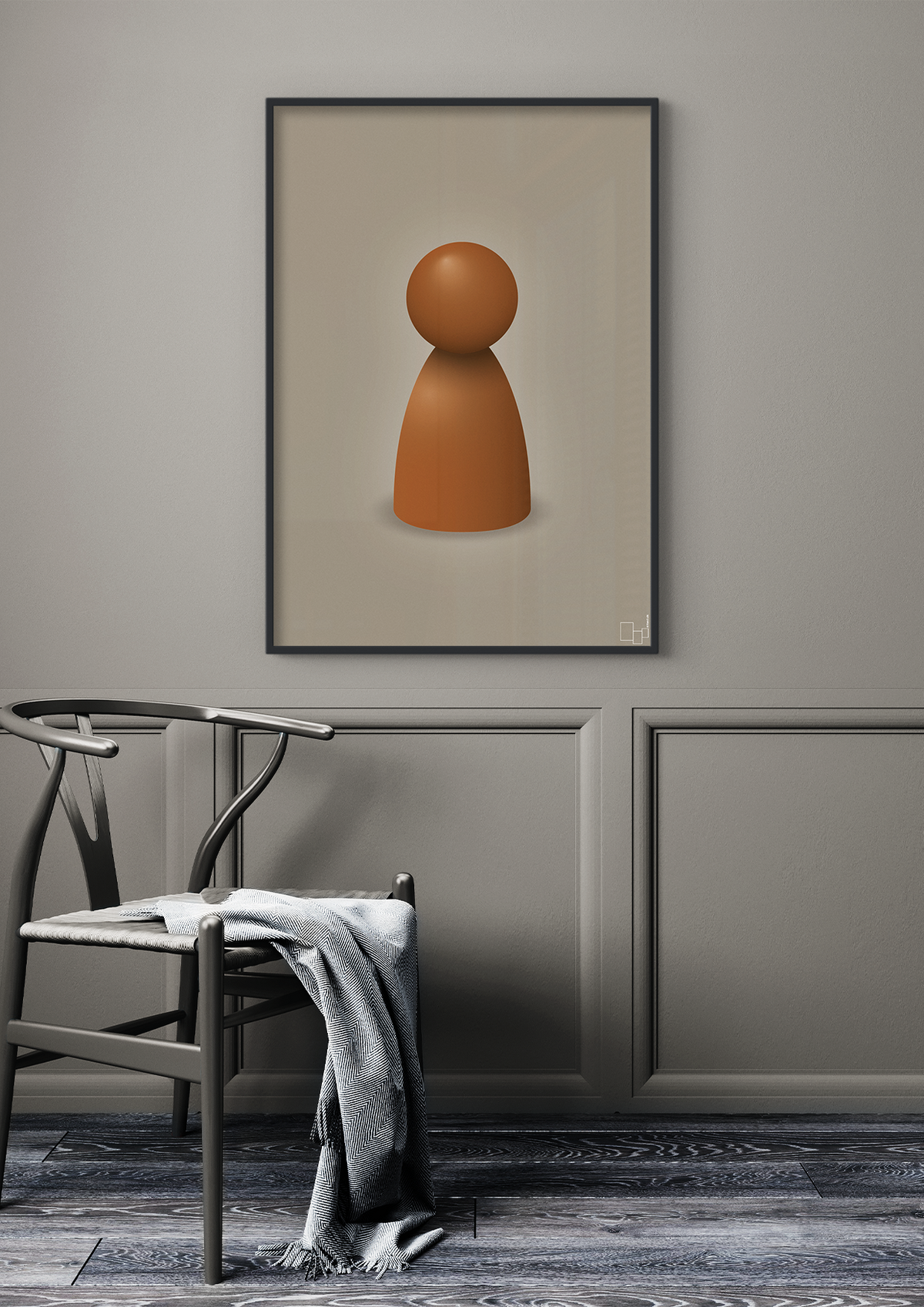 plakat: spillebrik i farven: cognac - broken beige-Brætspil-A1two3