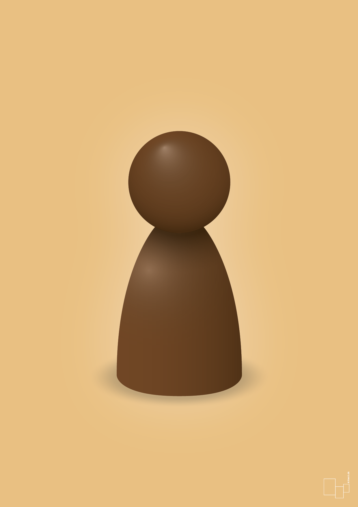 plakat: spillebrik i farven: dark brown - charismatic-Brætspil-A1two3