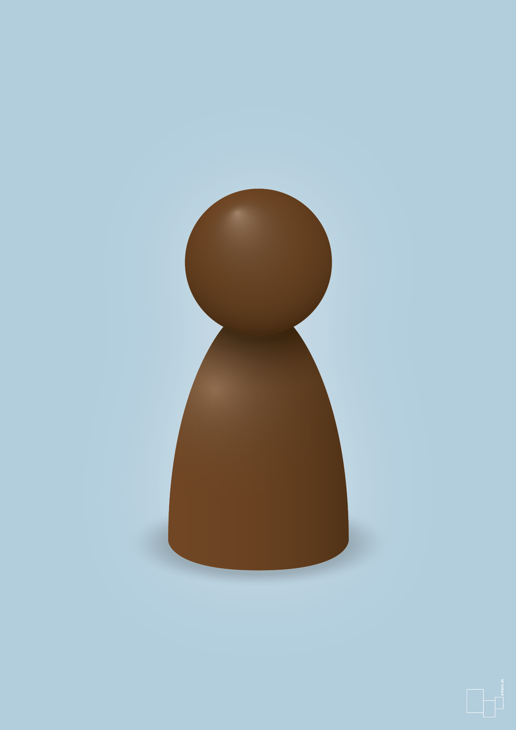 plakat: spillebrik i farven: dark brown - heavenly blue-Brætspil-A1two3