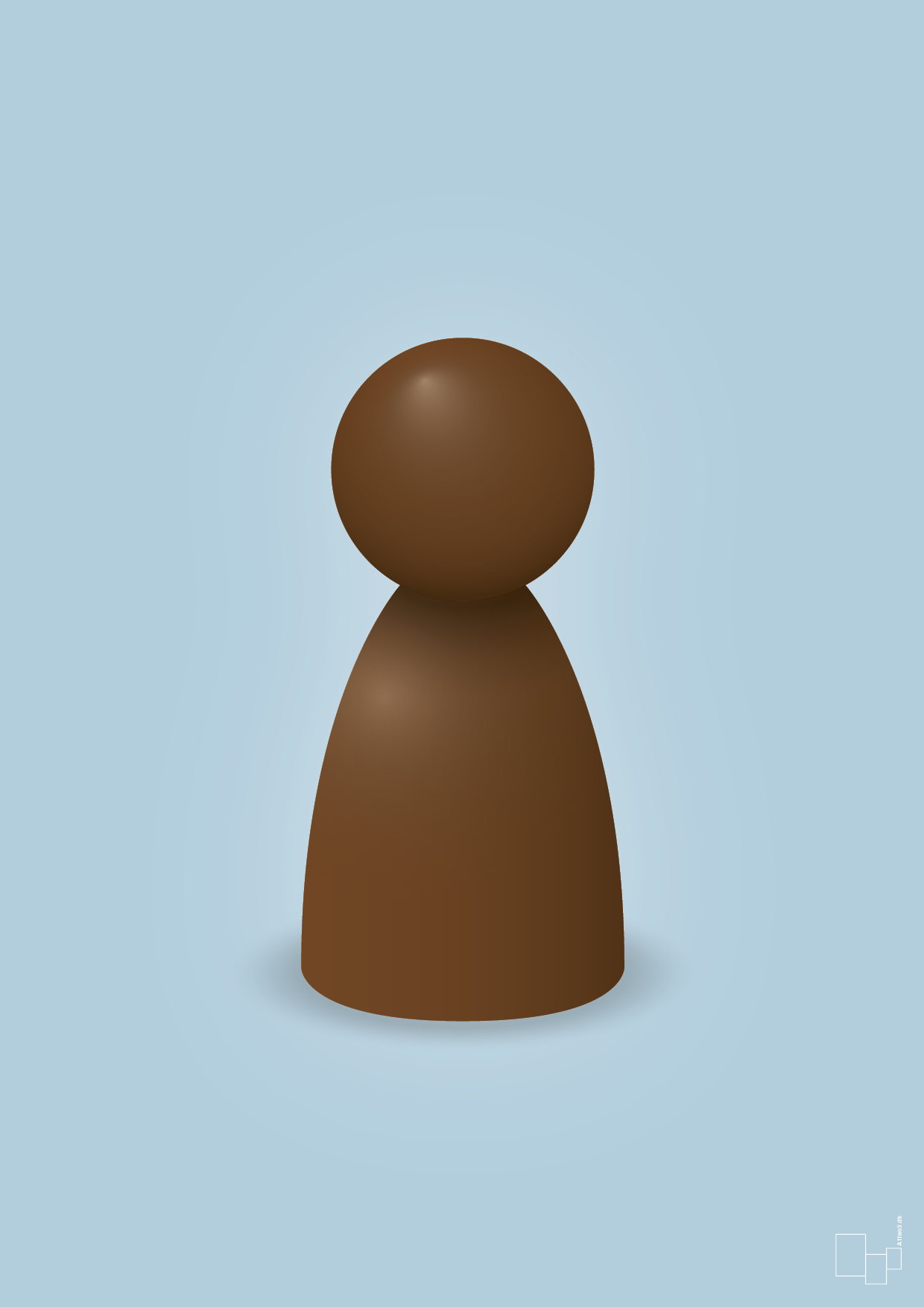 plakat: spillebrik i farven: dark brown - heavenly blue-Brætspil-A1two3