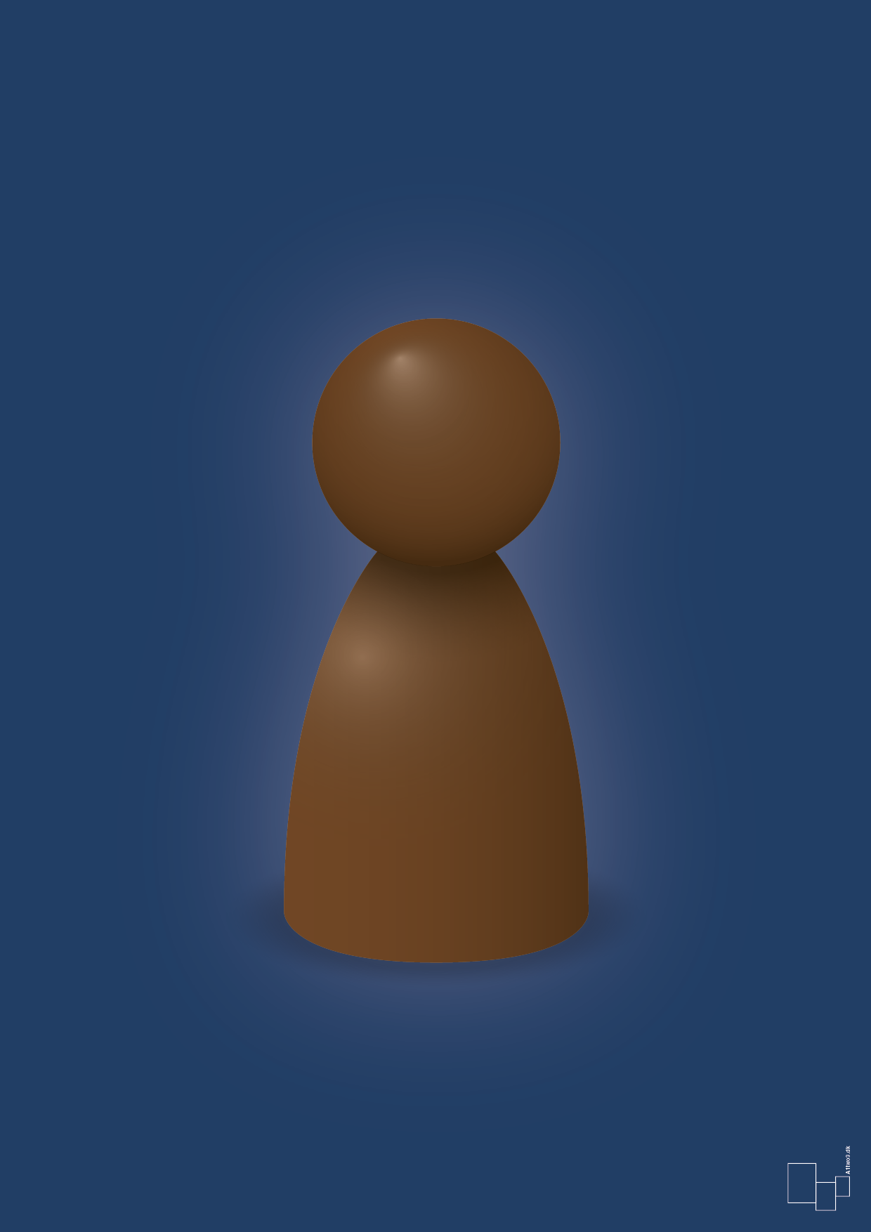 plakat: spillebrik i farven: dark brown - lapis blue-Brætspil-A1two3