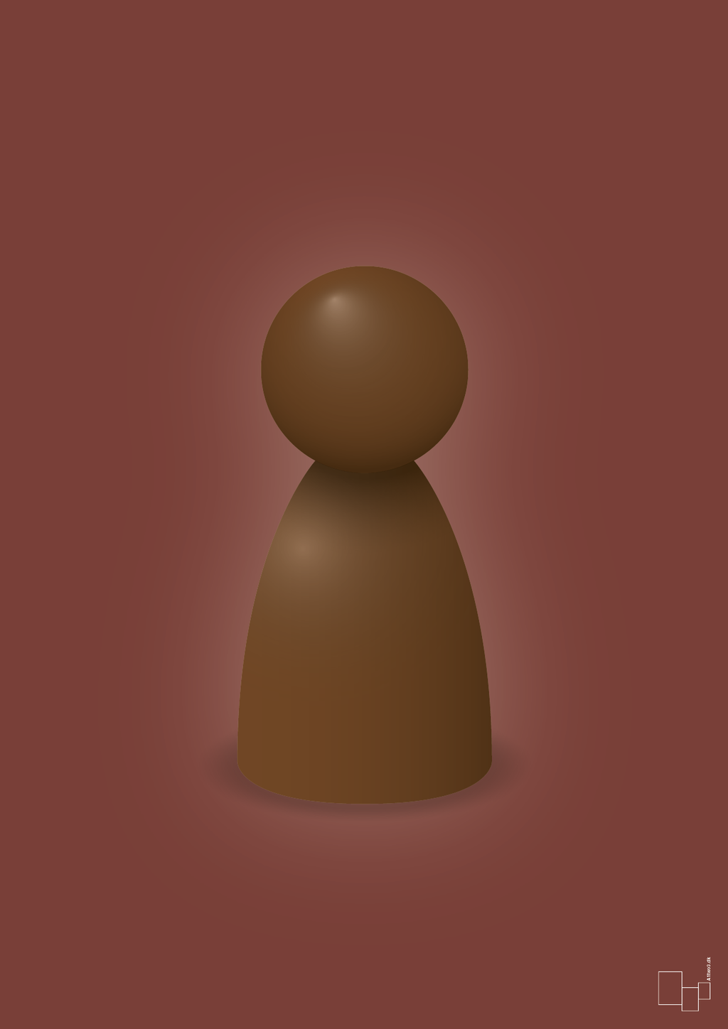 plakat: spillebrik i farven: dark brown - red pepper-Brætspil-A1two3