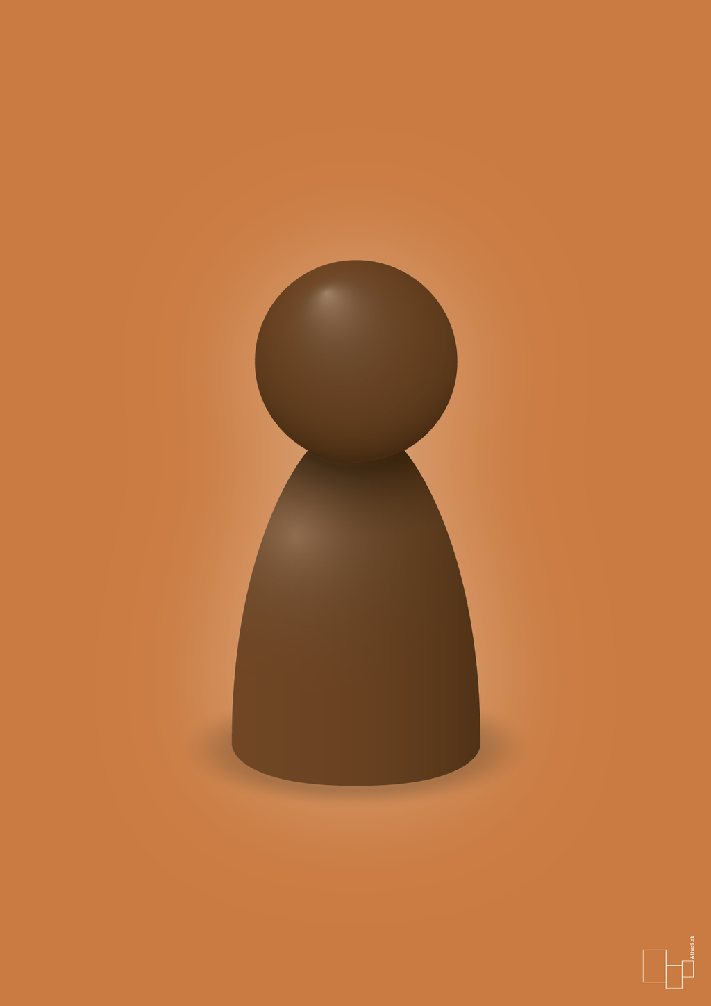 plakat: spillebrik i farven: dark brown - rumba orange-Brætspil-A1two3