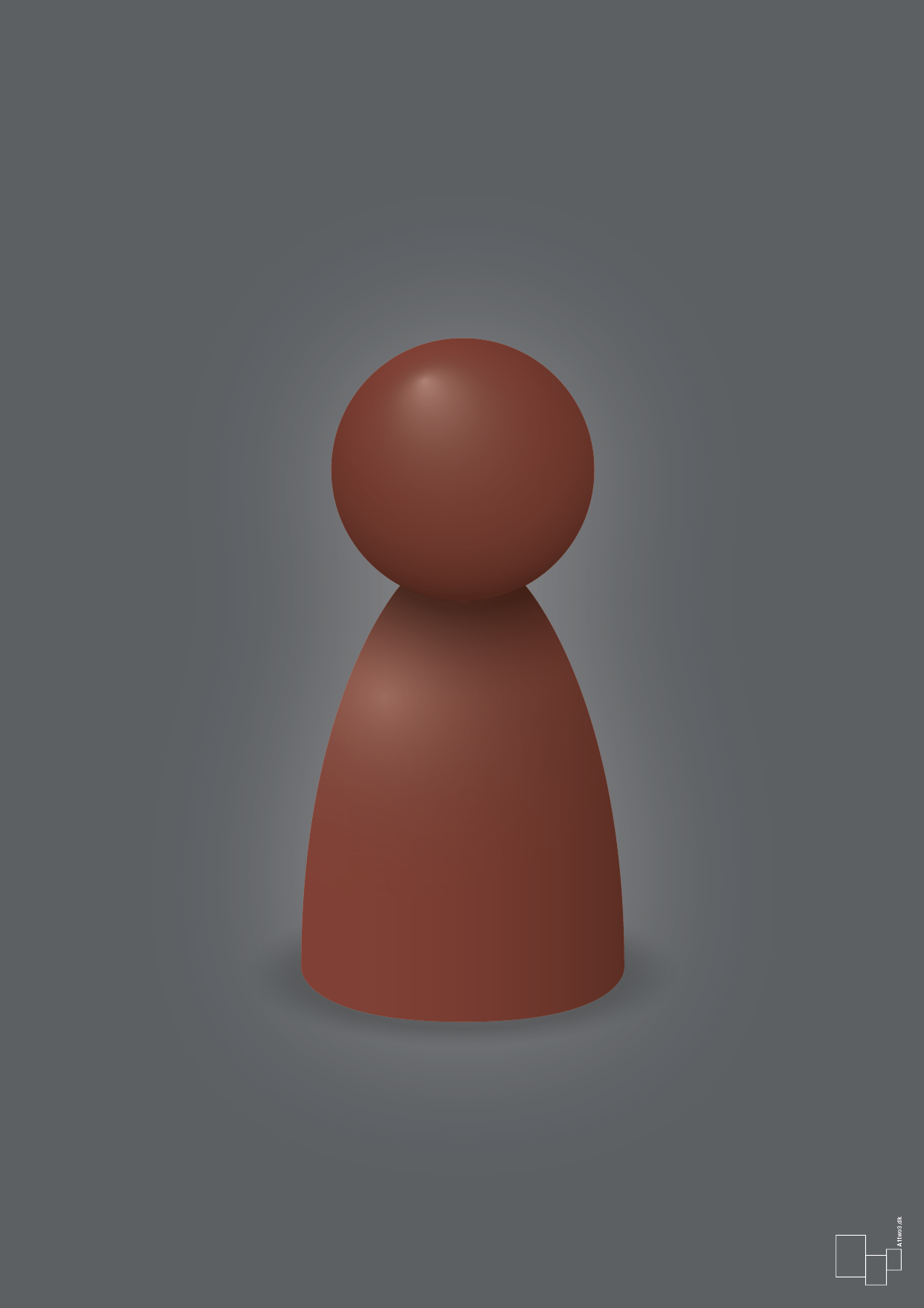 plakat: spillebrik i farven: red pebber - graphic charcoal-Brætspil-A1two3