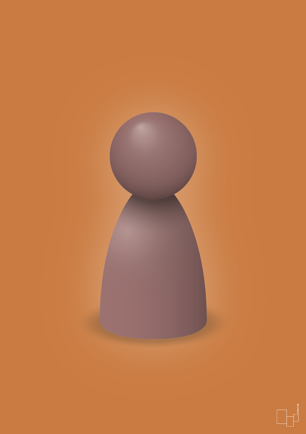 plakat: spillebrik i farven: plum - rumba orange-Brætspil-A1two3