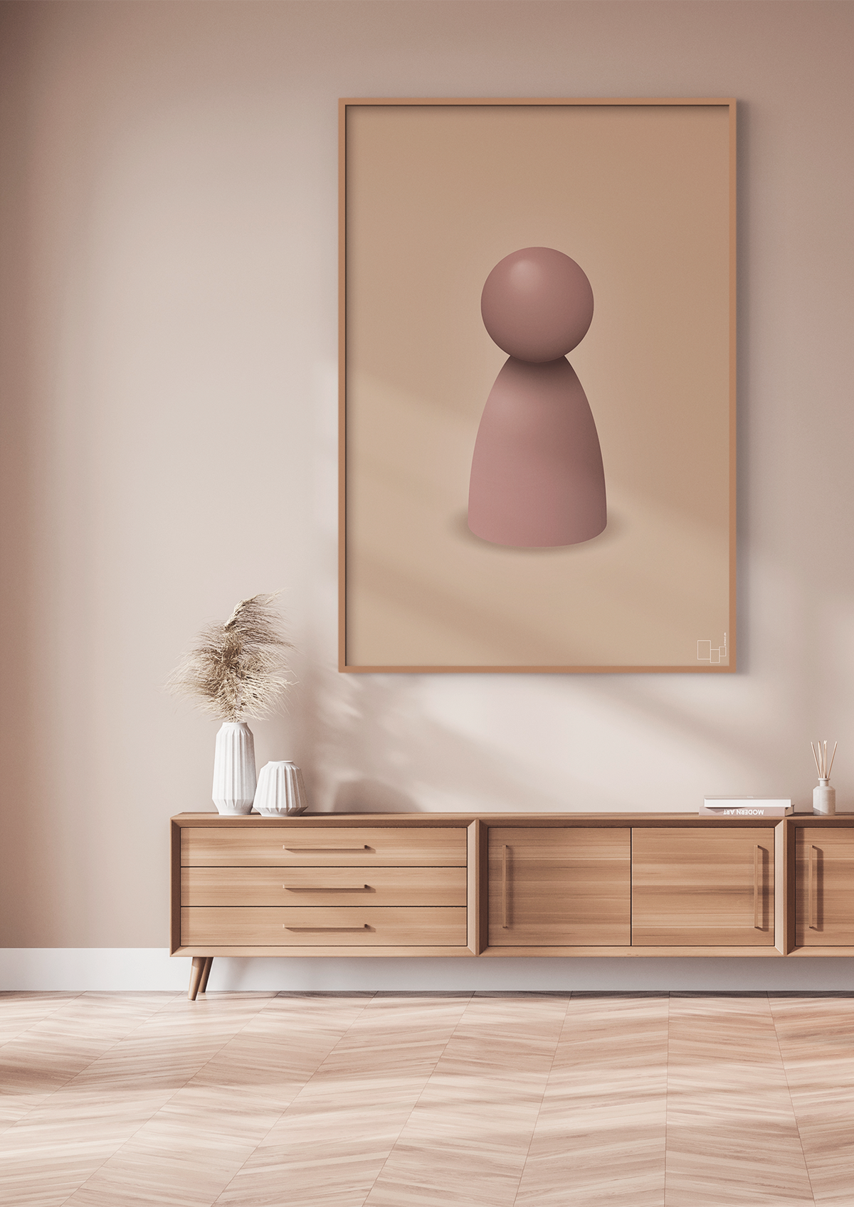 plakat: spillebrik i farven: light rose - broken beige-Brætspil-A1two3