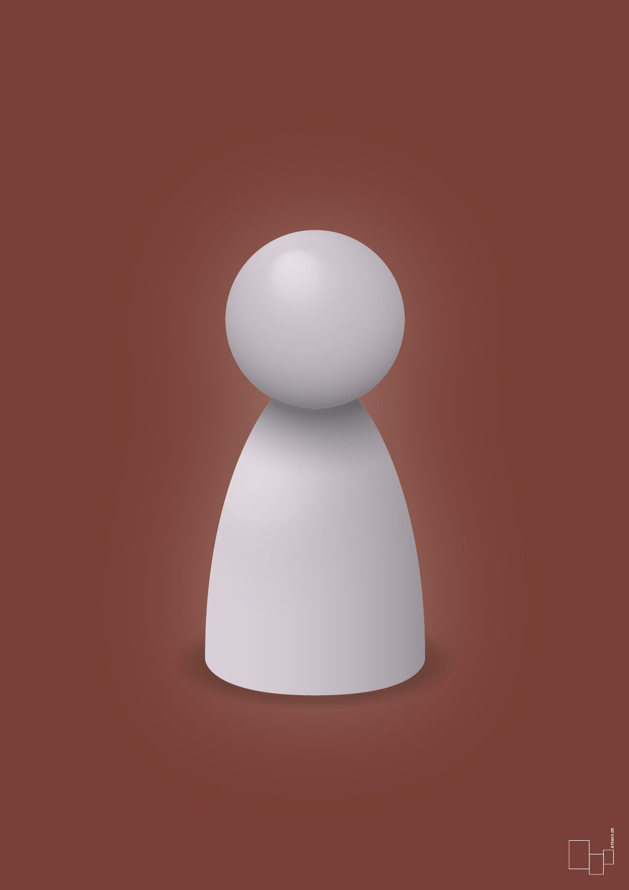 plakat: spillebrik i farven: dusty lilac - red pepper-Brætspil-A1two3