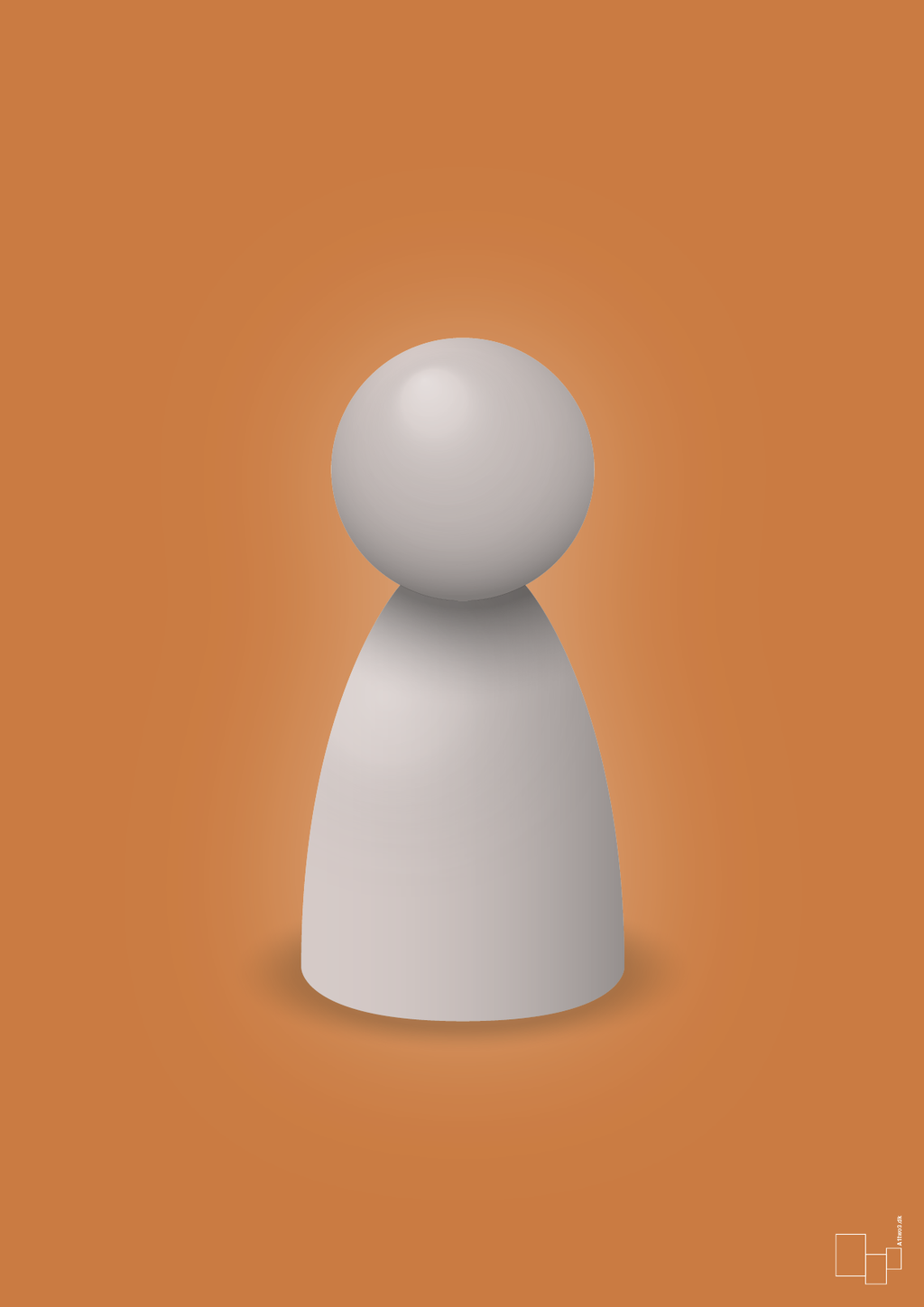 plakat: spillebrik i farven: broken beige - rumba orange-Brætspil-A1two3