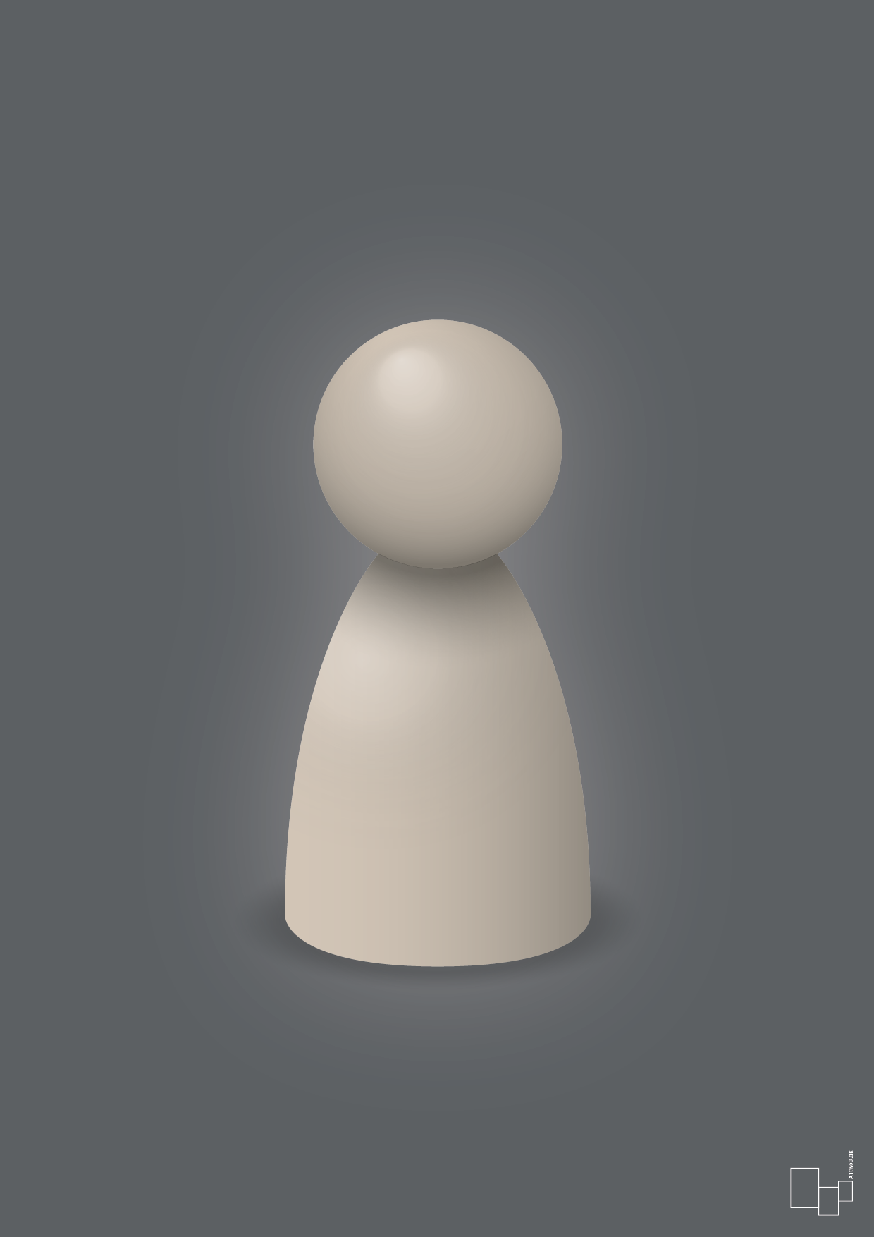 plakat: spillebrik i farven: creamy mushroom - graphic charcoal-Brætspil-A1two3