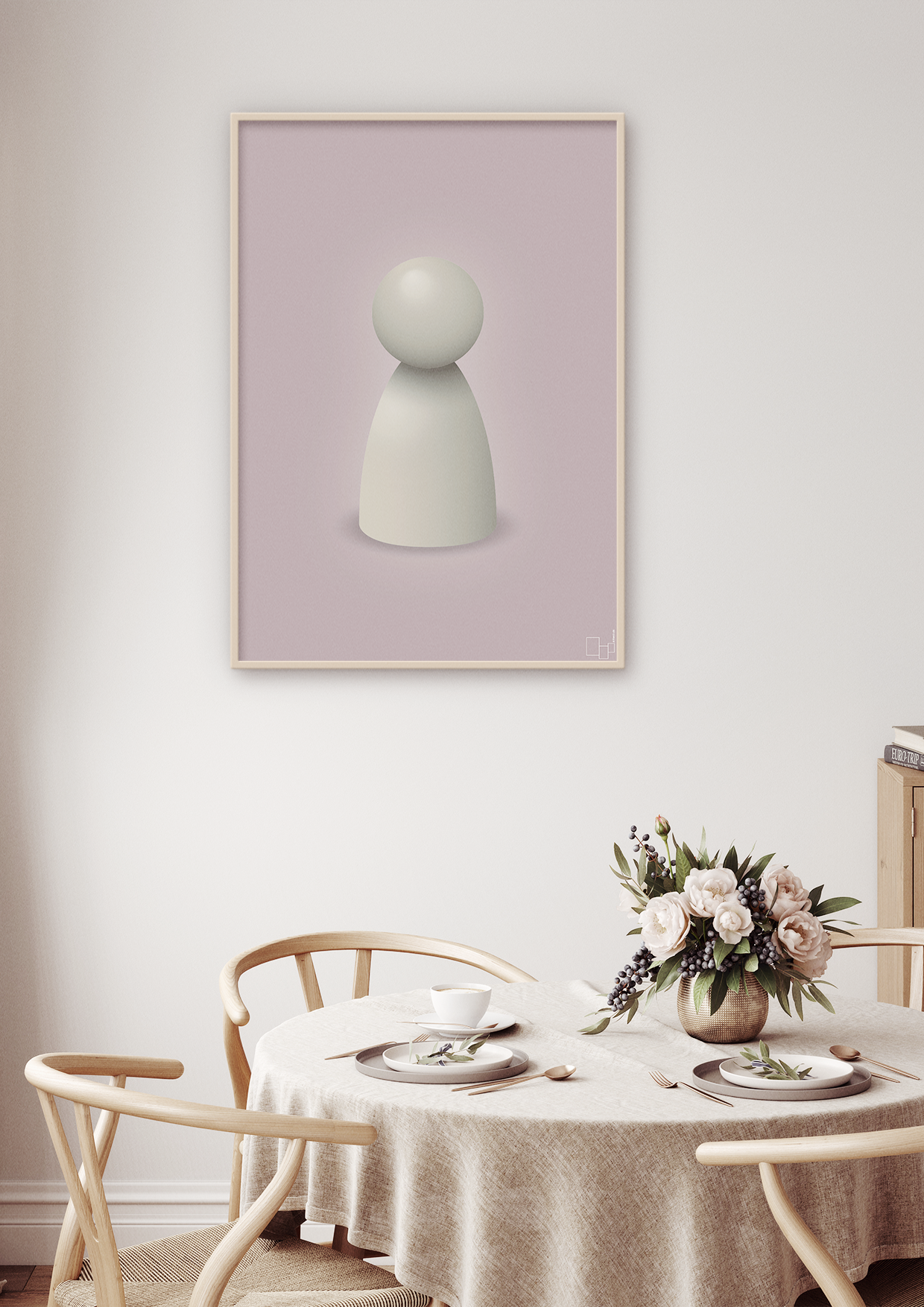 plakat: spillebrik i farven: creamy mushroom - graphic charcoal-Brætspil-A1two3