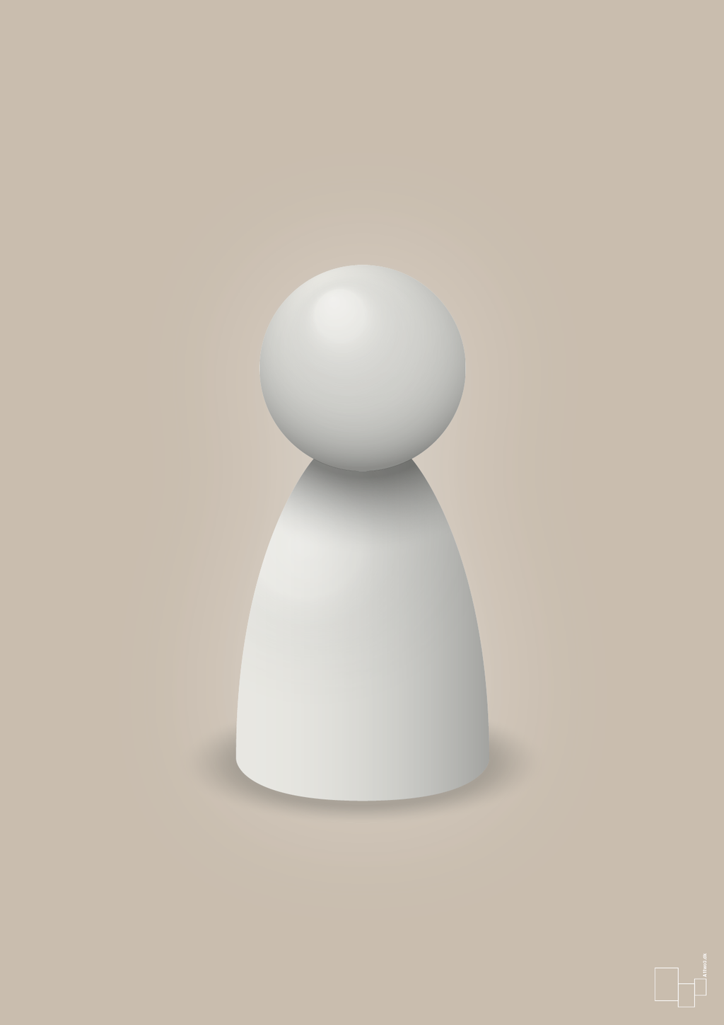 plakat: spillebrik i farven: painters white - creamy mushroom-Brætspil-A1two3