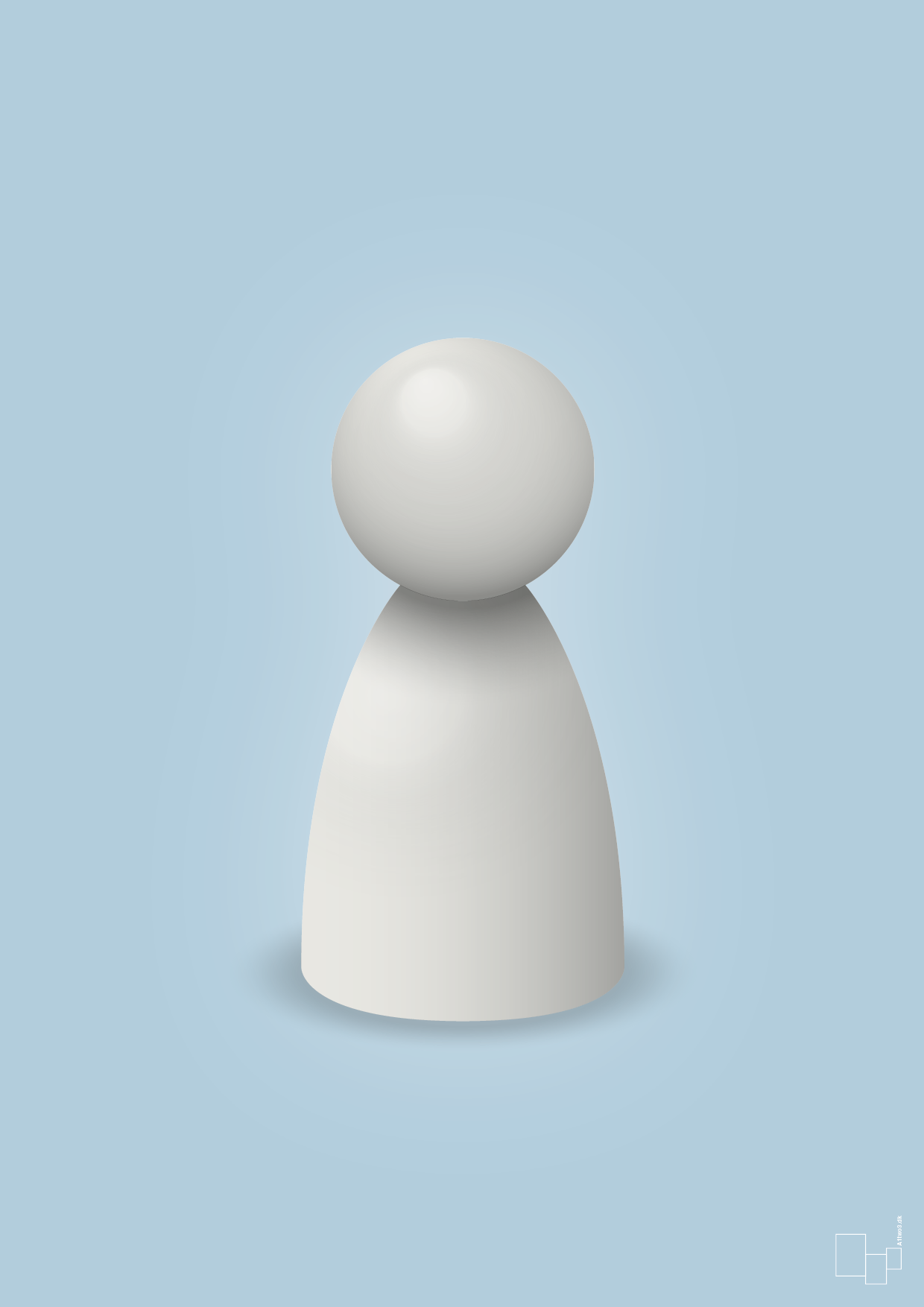 plakat: spillebrik i farven: painters white - heavenly blue-Brætspil-A1two3