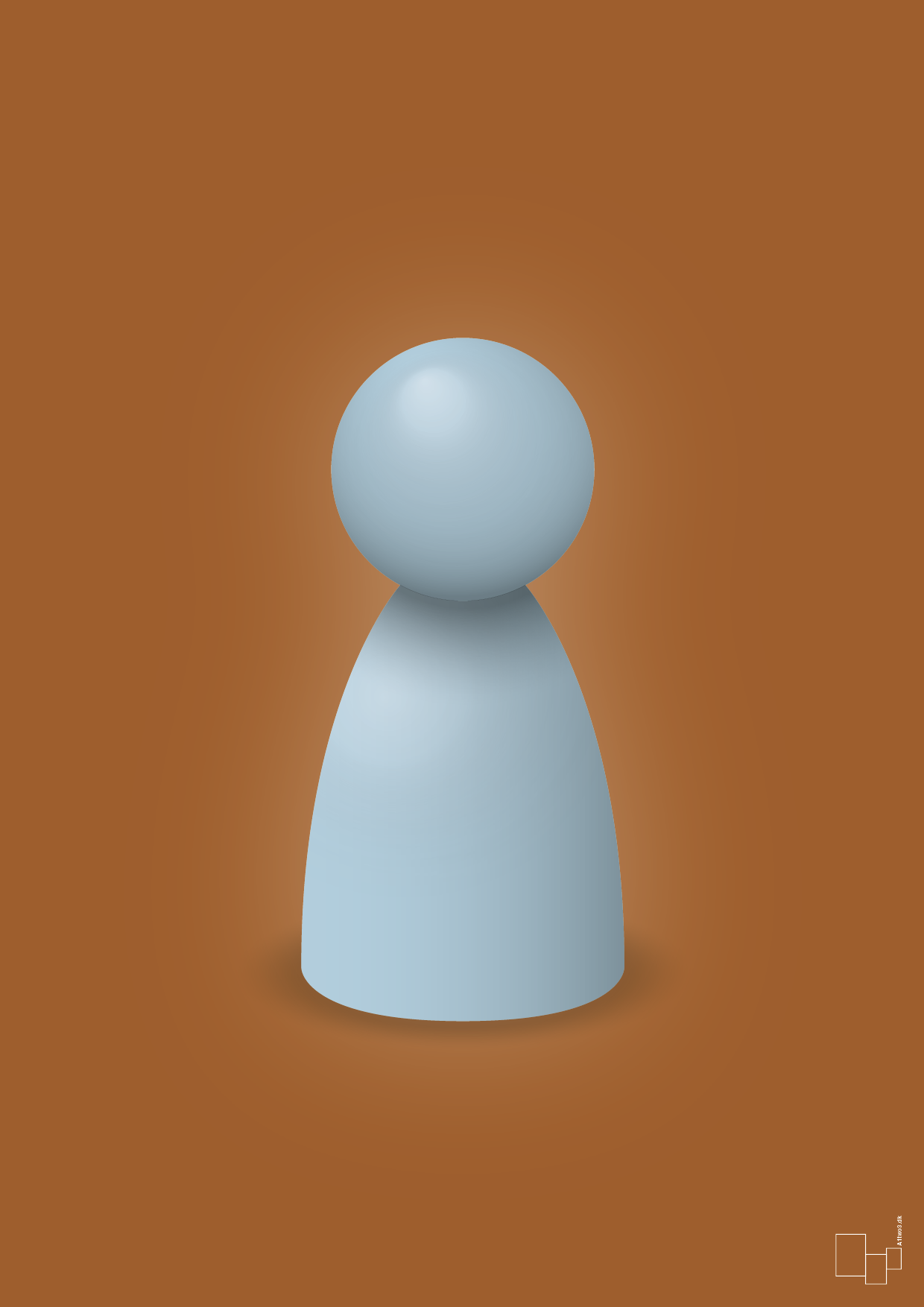 plakat: spillebrik i farven: heavenly blue - cognac-Brætspil-A1two3