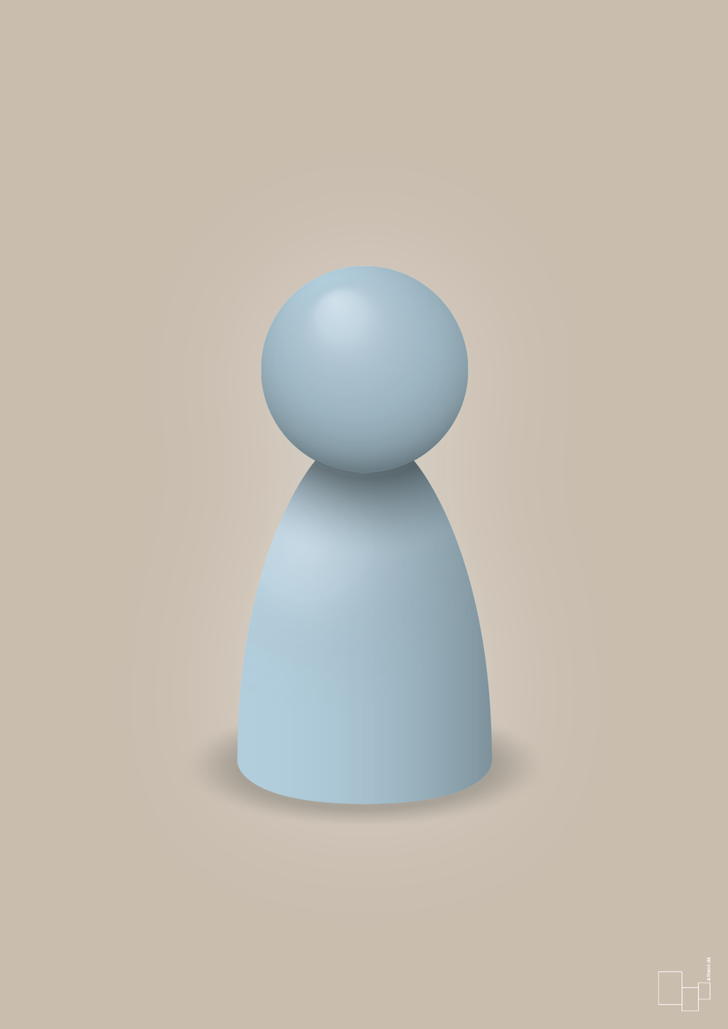 plakat: spillebrik i farven: heavenly blue - creamy mushroom-Brætspil-A1two3