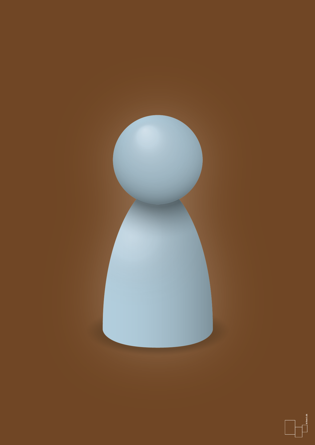 plakat: spillebrik i farven: heavenly blue - dark brown-Brætspil-A1two3