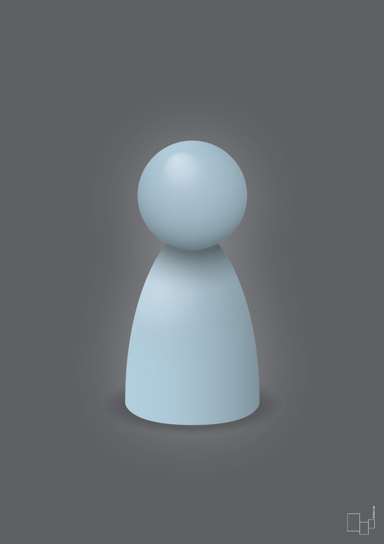 plakat: spillebrik i farven: heavenly blue - graphic charcoal-Brætspil-A1two3