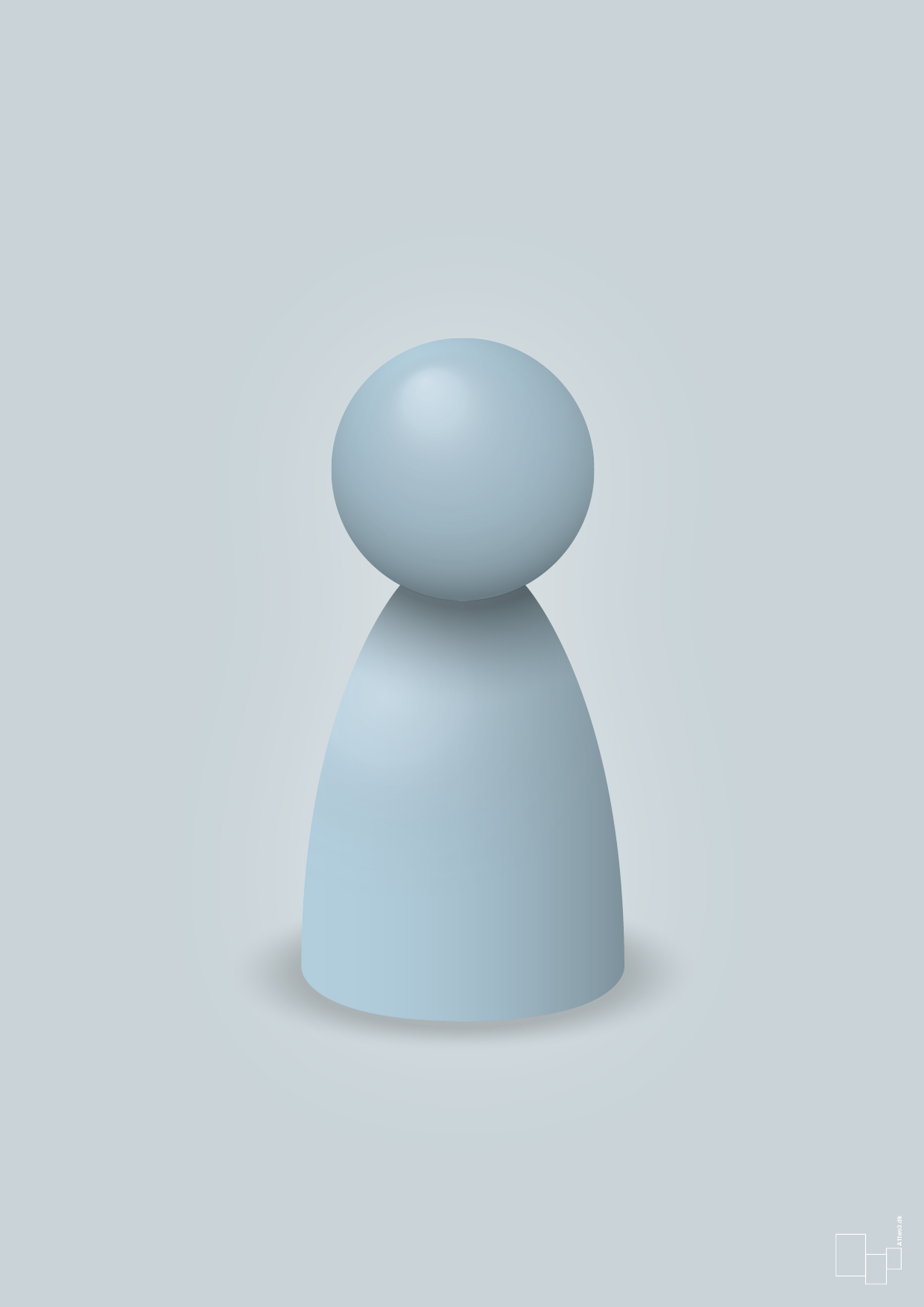 plakat: spillebrik i farven: heavenly blue - light drizzle-Brætspil-A1two3