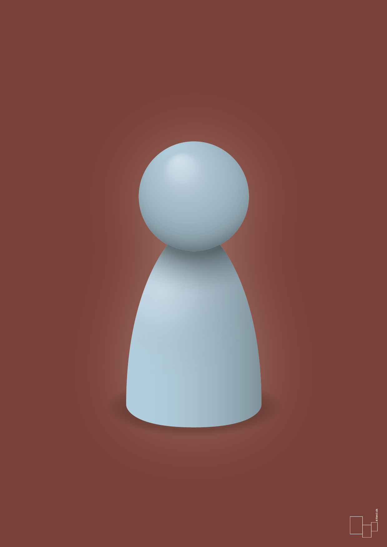 plakat: spillebrik i farven: heavenly blue - red pepper-Brætspil-A1two3