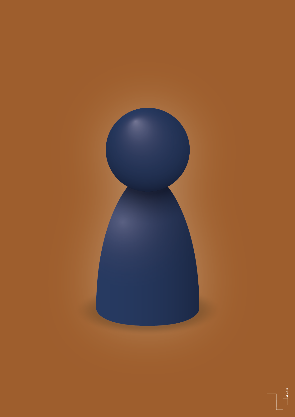 plakat: spillebrik i farven: lapis blue - cognac-Brætspil-A1two3