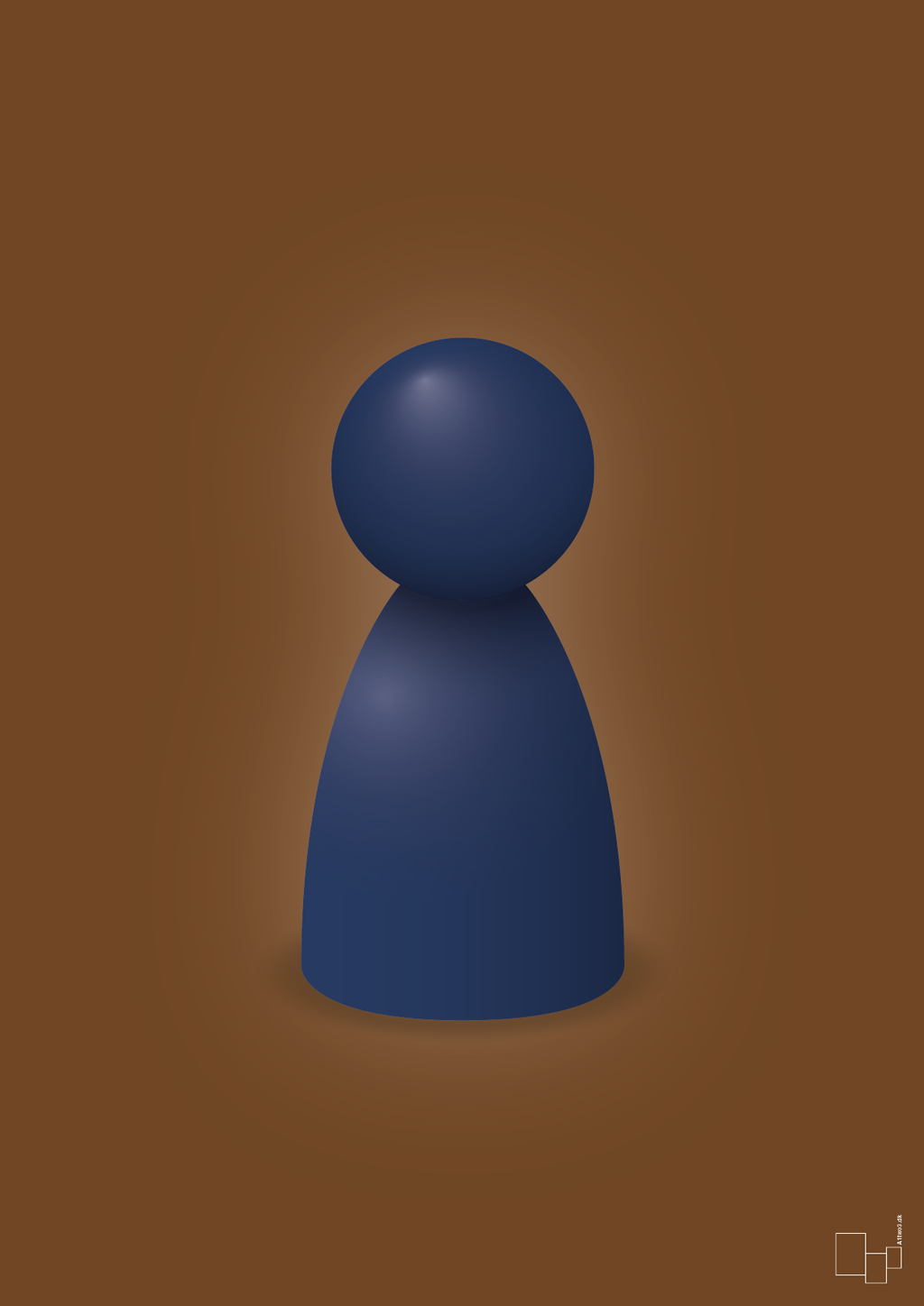 plakat: spillebrik i farven: lapis blue - dark brown-Brætspil-A1two3