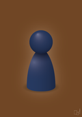 plakat: spillebrik i farven: lapis blue - dark brown-Brætspil-A1two3