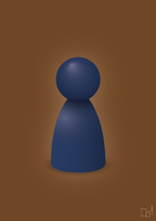 plakat: spillebrik i farven: lapis blue - dark brown-Brætspil-A1two3