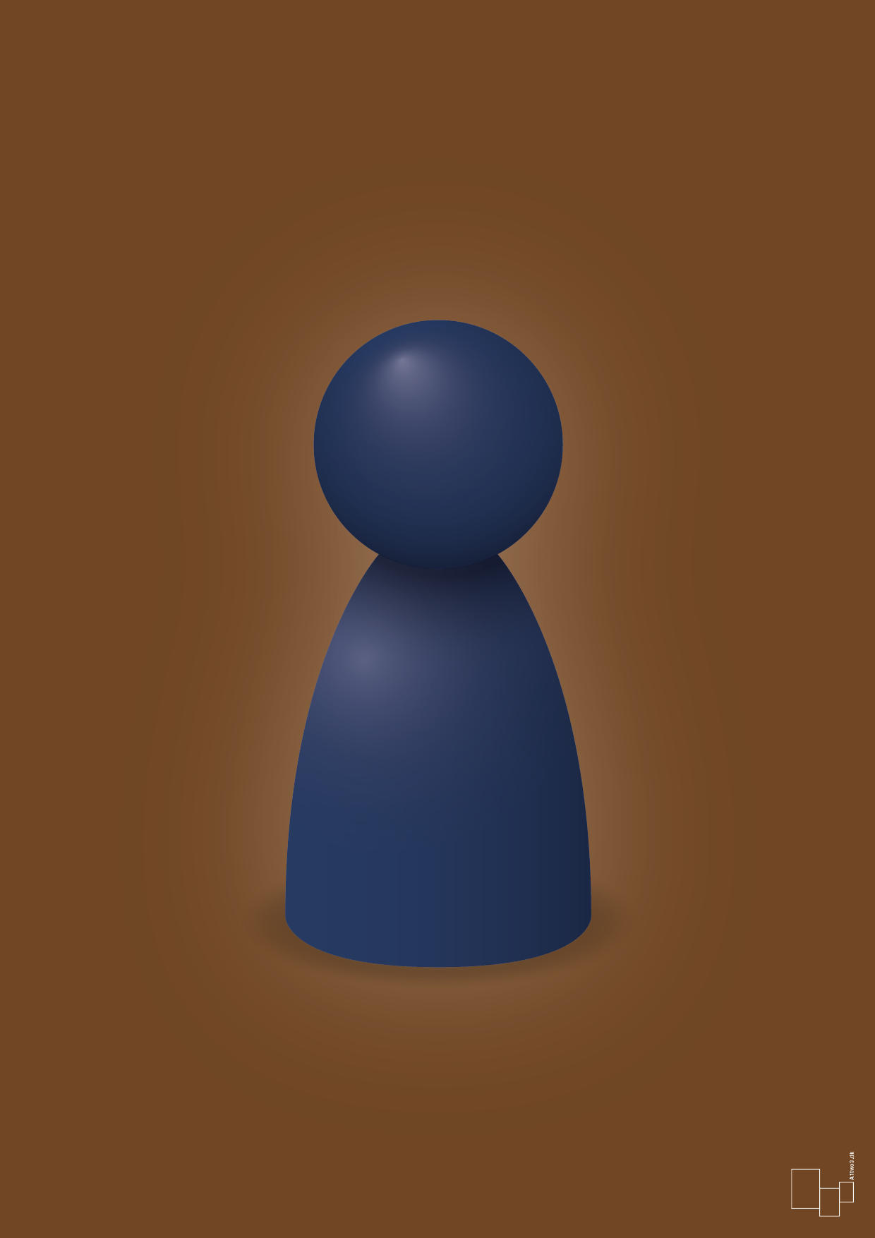plakat: spillebrik i farven: lapis blue - dark brown-Brætspil-A1two3