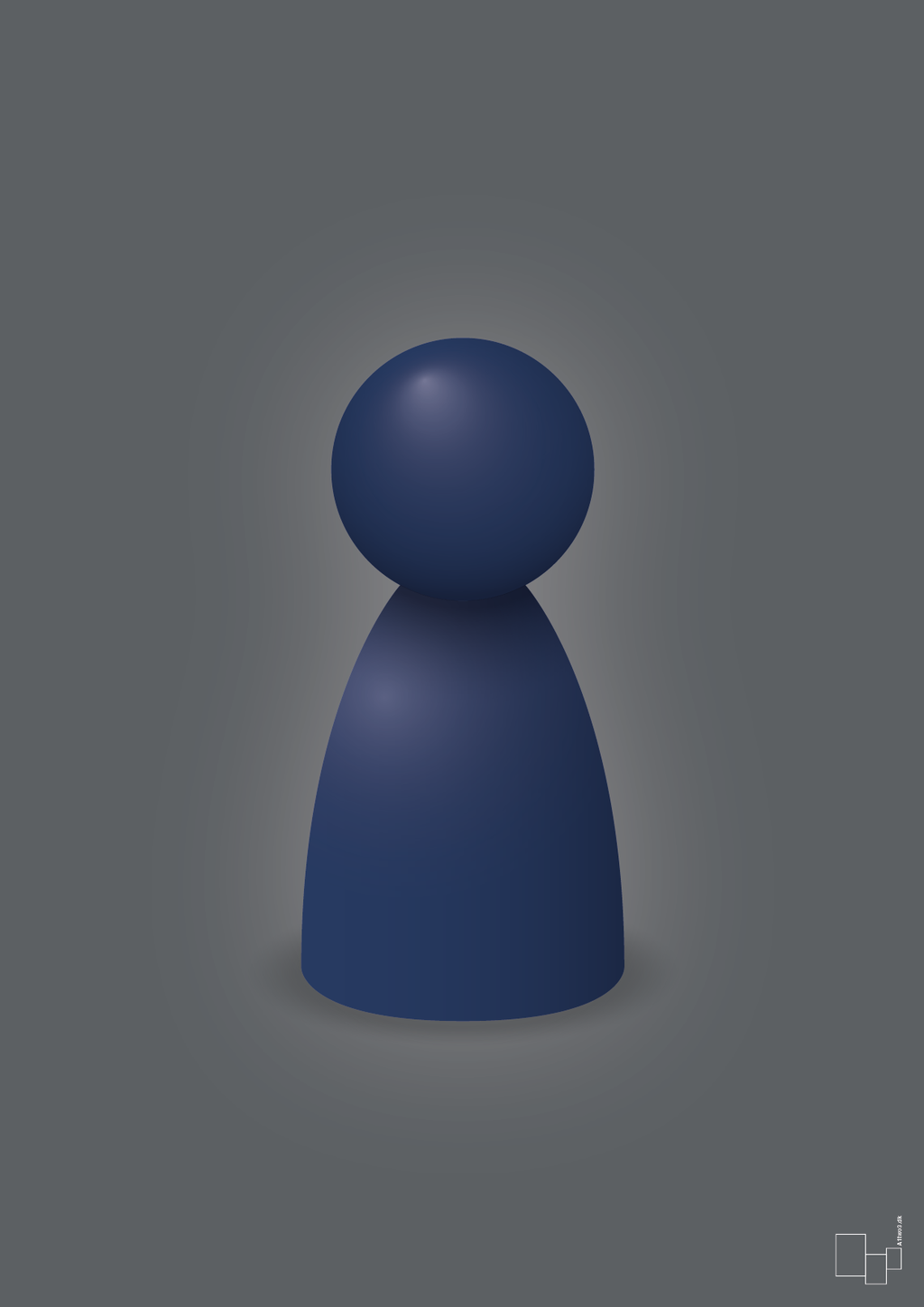 plakat: spillebrik i farven: lapis blue - graphic charcoal-Brætspil-A1two3