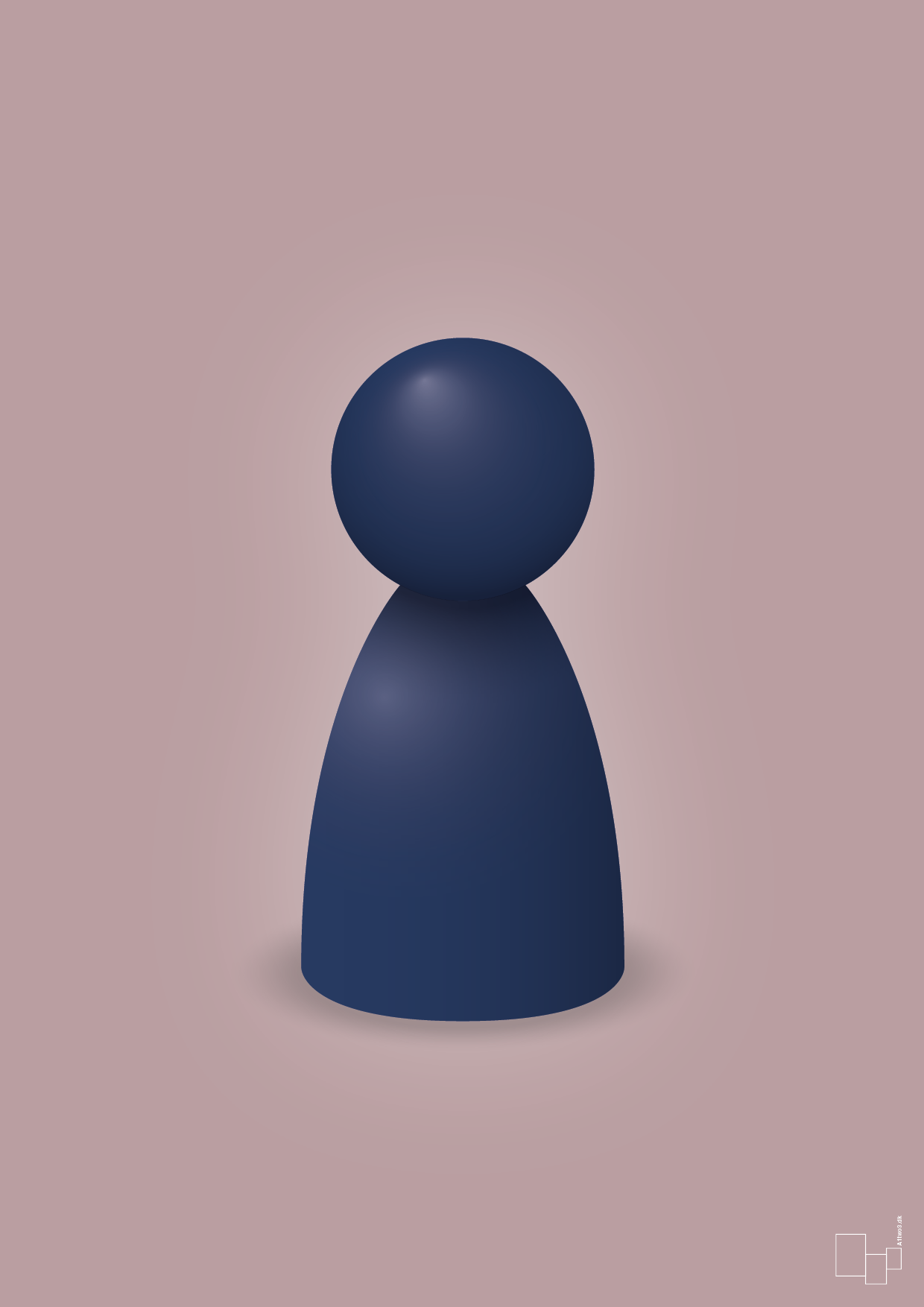 plakat: spillebrik i farven: lapis blue - light rose-Brætspil-A1two3