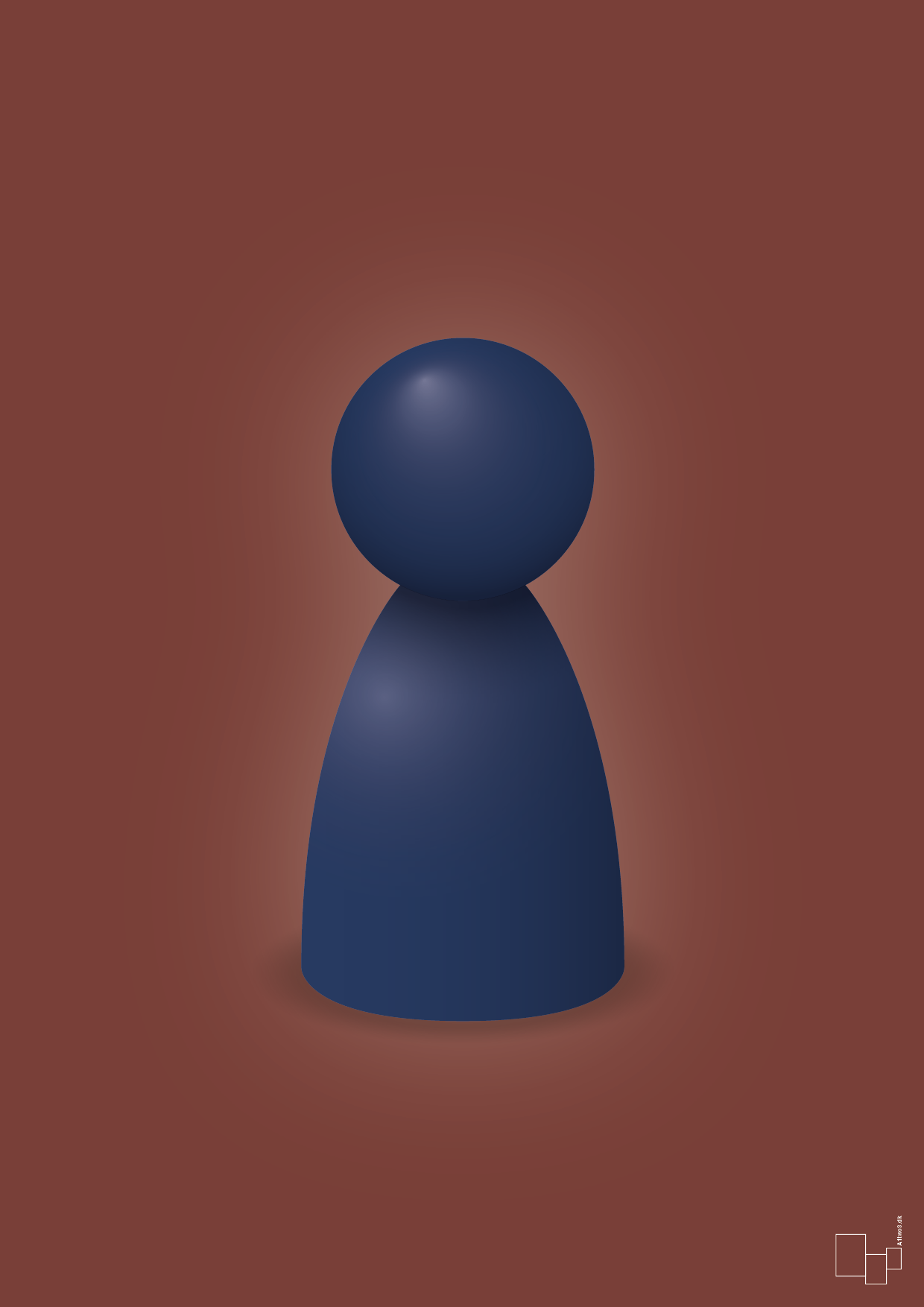 plakat: spillebrik i farven: lapis blue - red pepper-Brætspil-A1two3