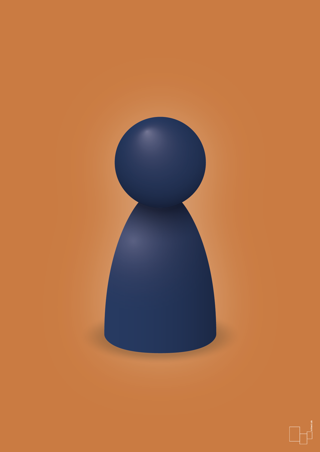 plakat: spillebrik i farven: lapis blue - rumba orange-Brætspil-A1two3