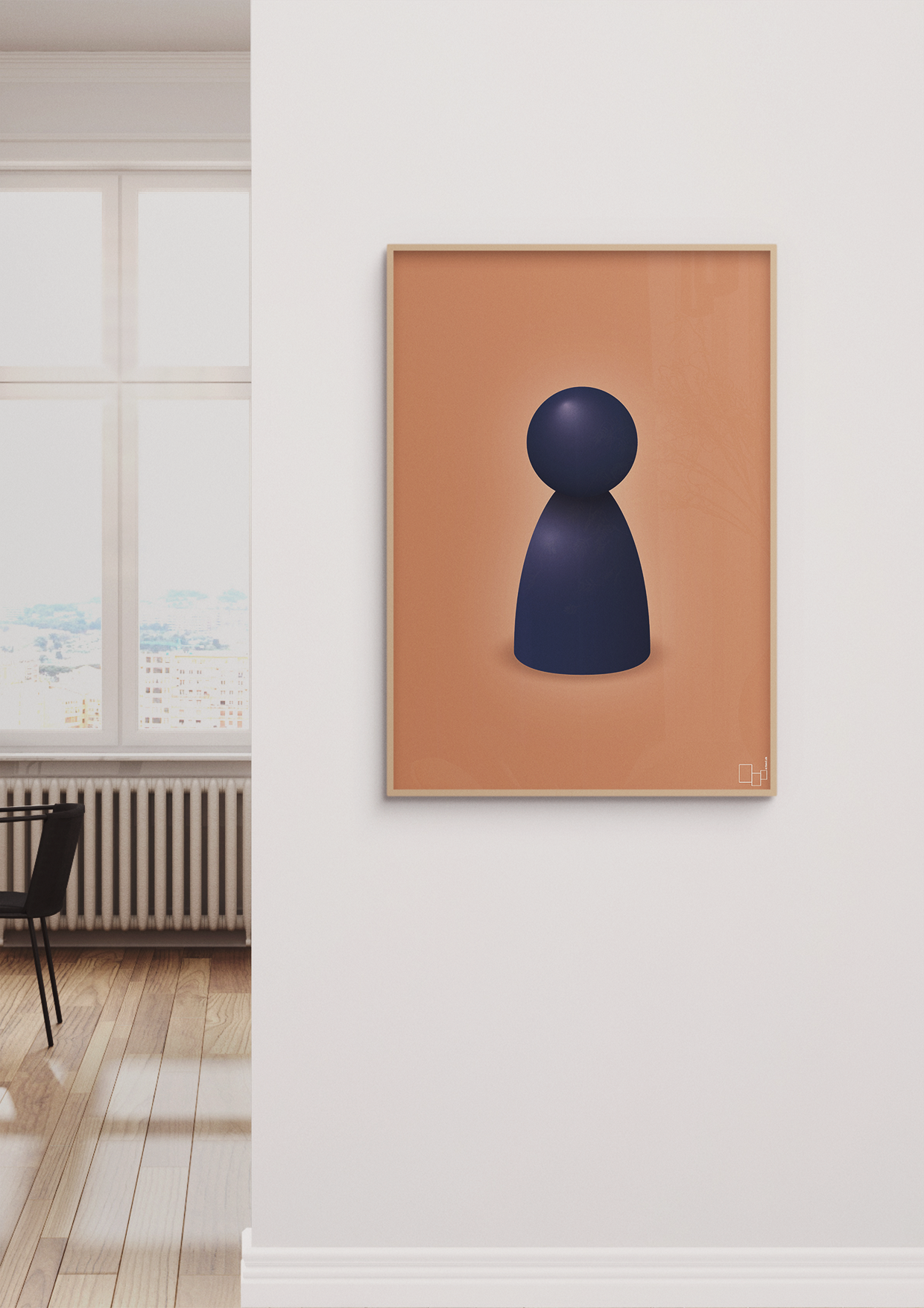 plakat: spillebrik i farven: lapis blue - graphic charcoal-Brætspil-A1two3