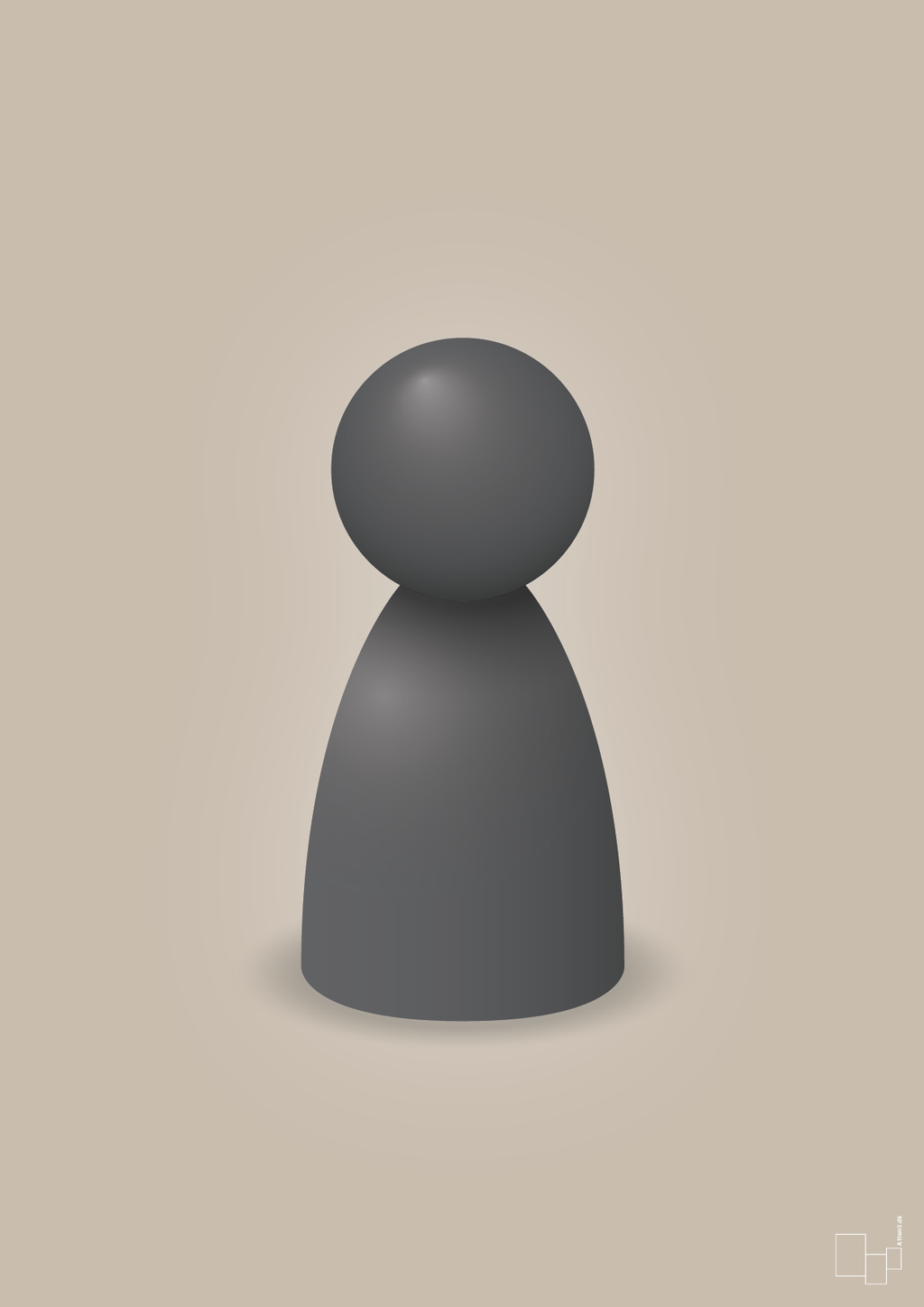 plakat: spillebrik i farven: graphic charcoal - creamy mushroom-Brætspil-A1two3