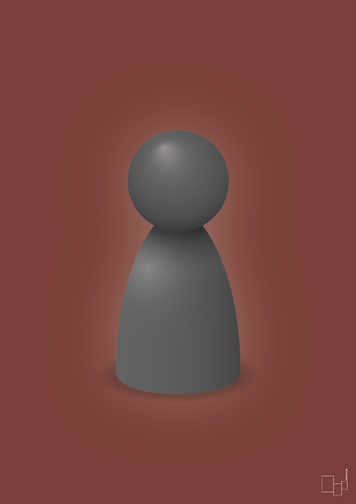 plakat: spillebrik i farven: graphic charcoal - red pepper-Brætspil-A1two3