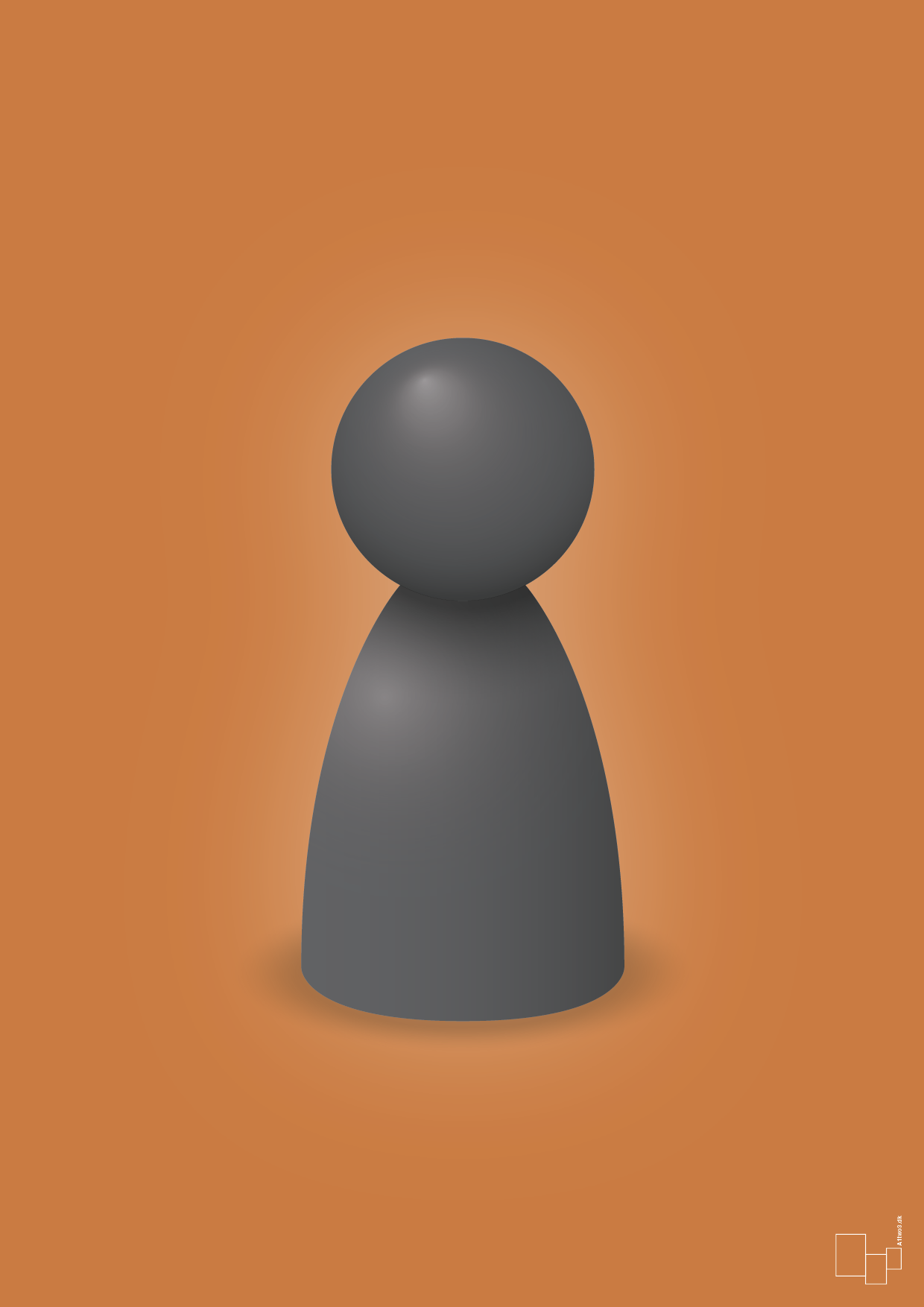 plakat: spillebrik i farven: graphic charcoal - rumba orange-Brætspil-A1two3